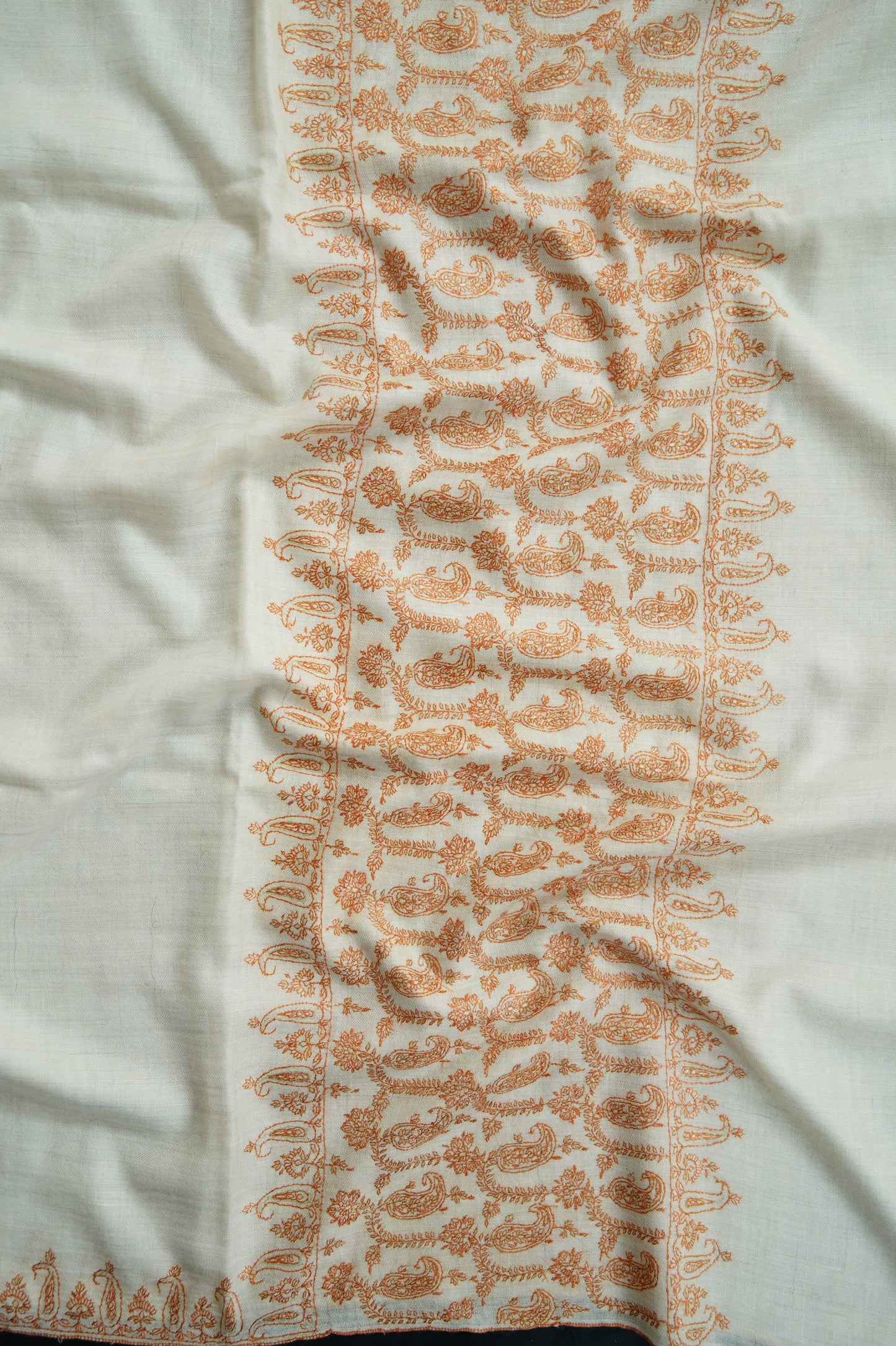 white GI embroidery pashmina shawl 9710
