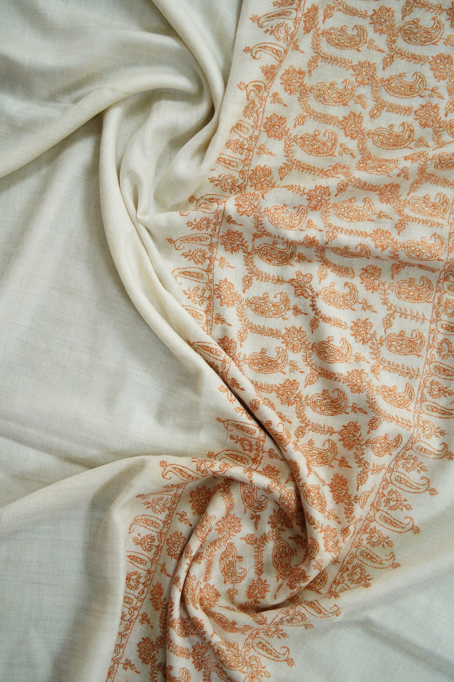 white GI embroidery pashmina shawl 9710