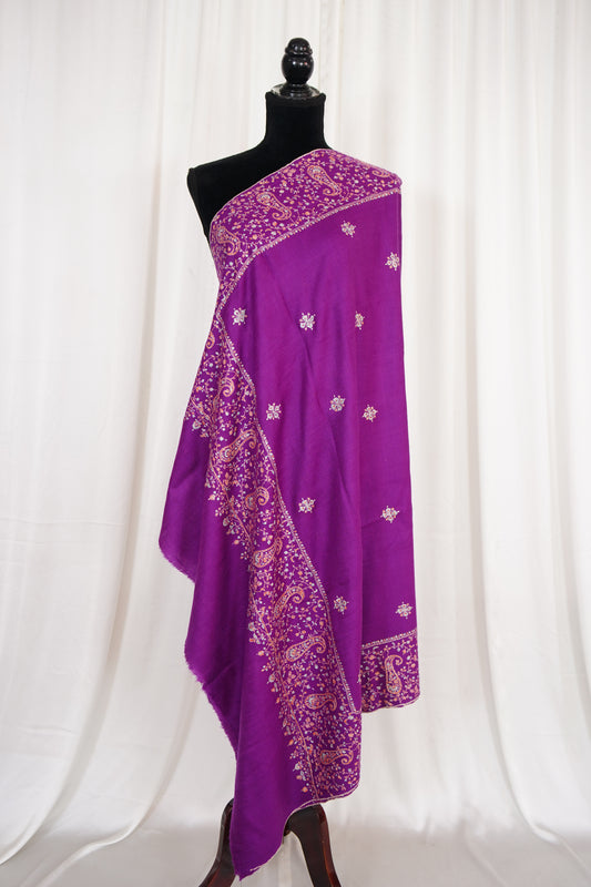 damson butis GI embroidery pashmina shawl 9712
