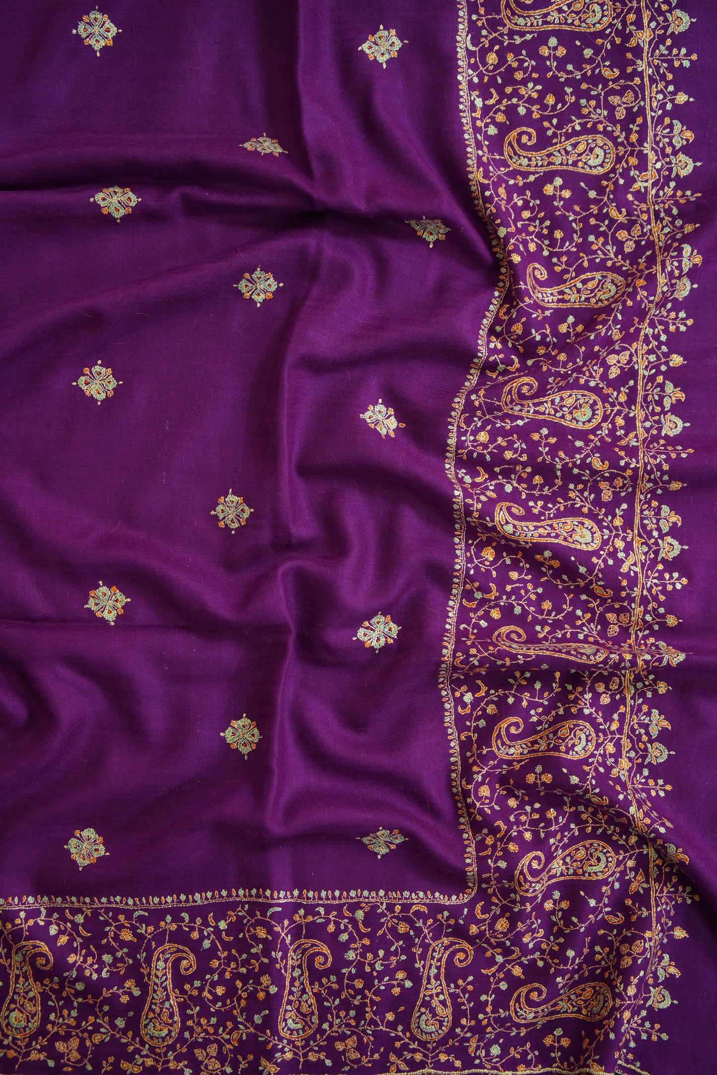 damson butis GI embroidery pashmina shawl 9712