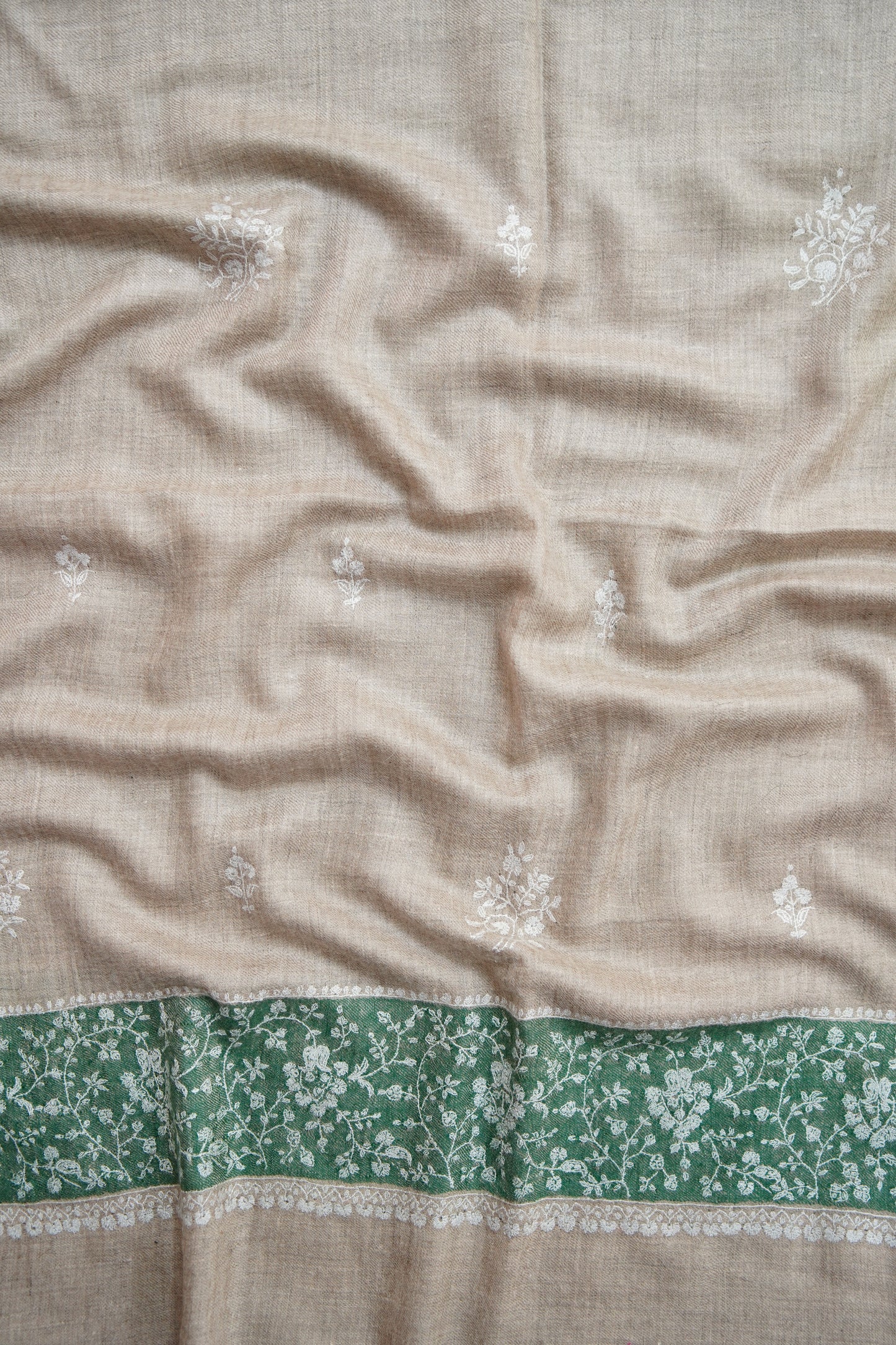 light natural GI embroidery pashmina stole 9714