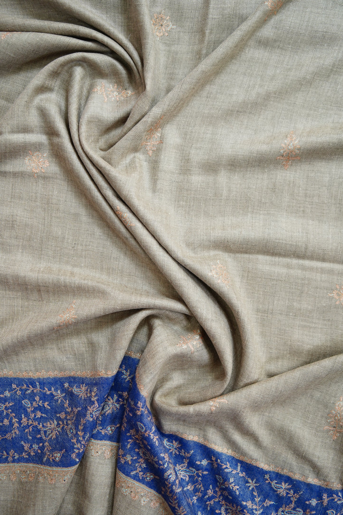 light natural butis GI embroidery pashmina stole 9716