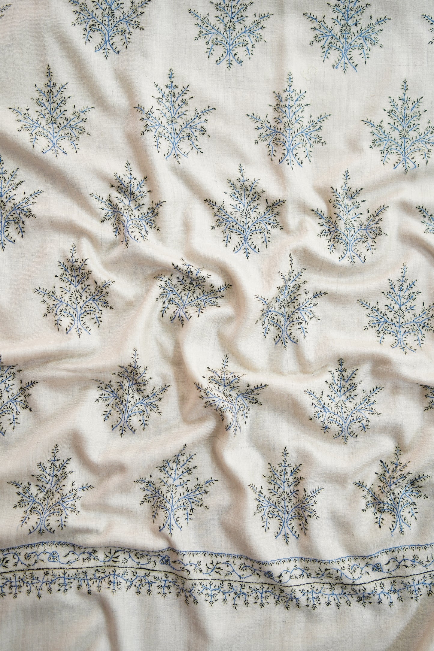 pure white butis GI embroidery pashmina shawl 9718