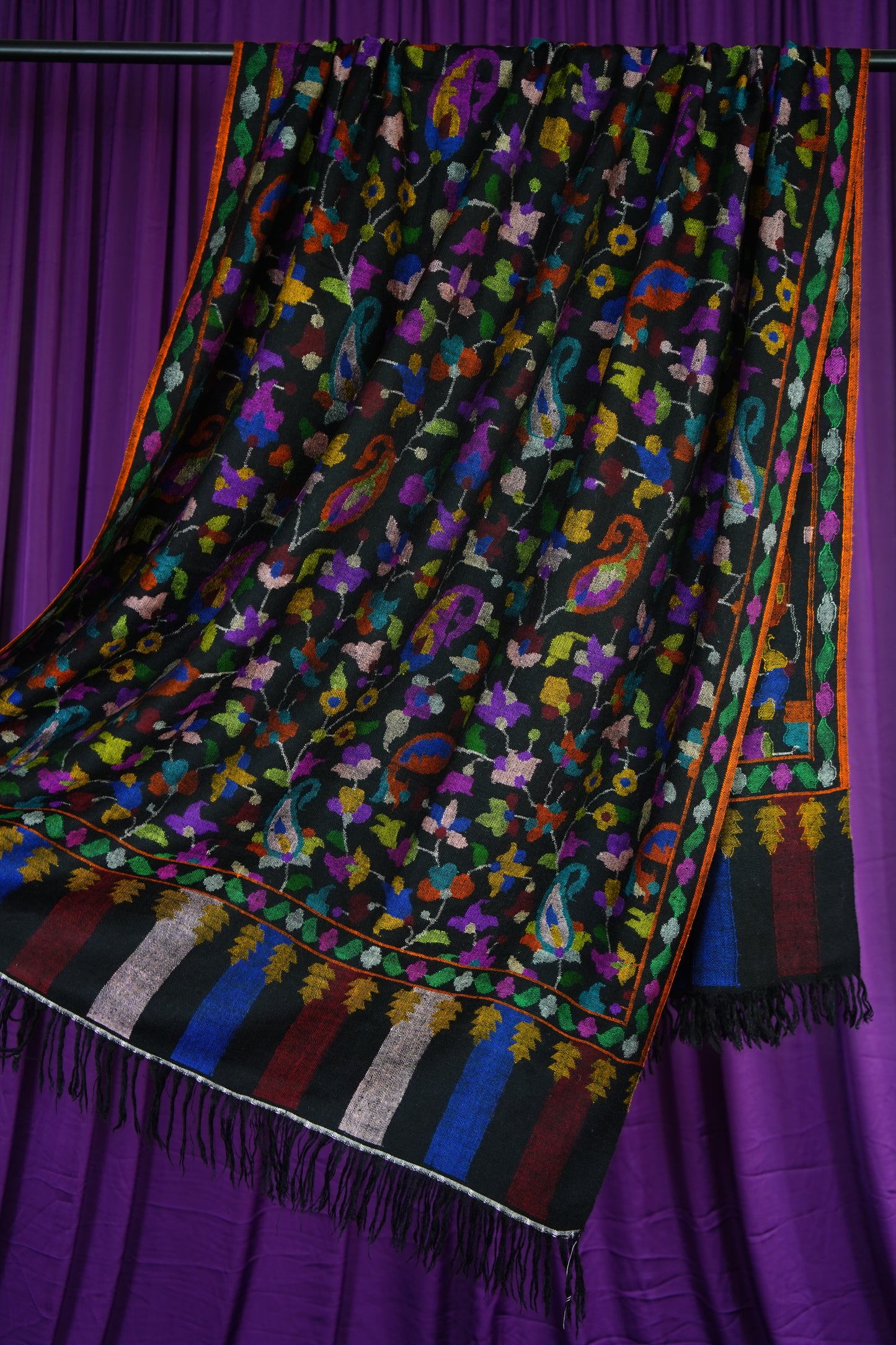 handspun black GI kani jamma pashmina shawl 9719