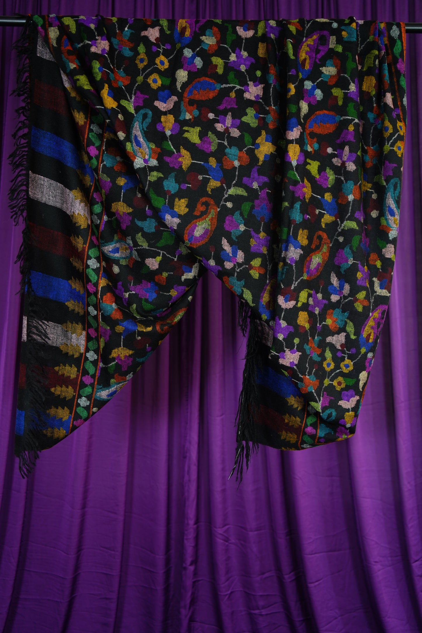 handspun black GI kani jamma pashmina shawl 9719