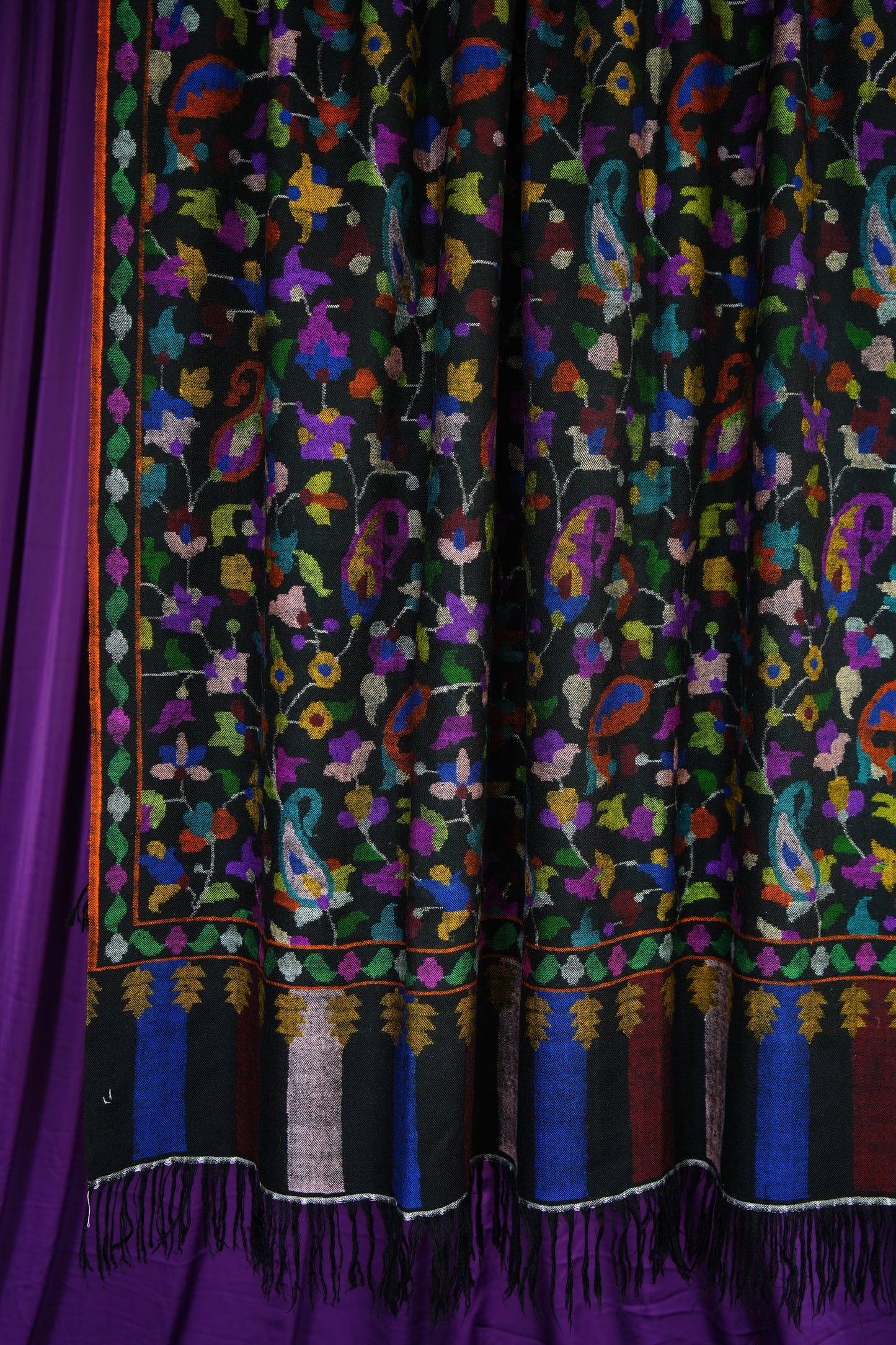 handspun black GI kani jamma pashmina shawl 9719