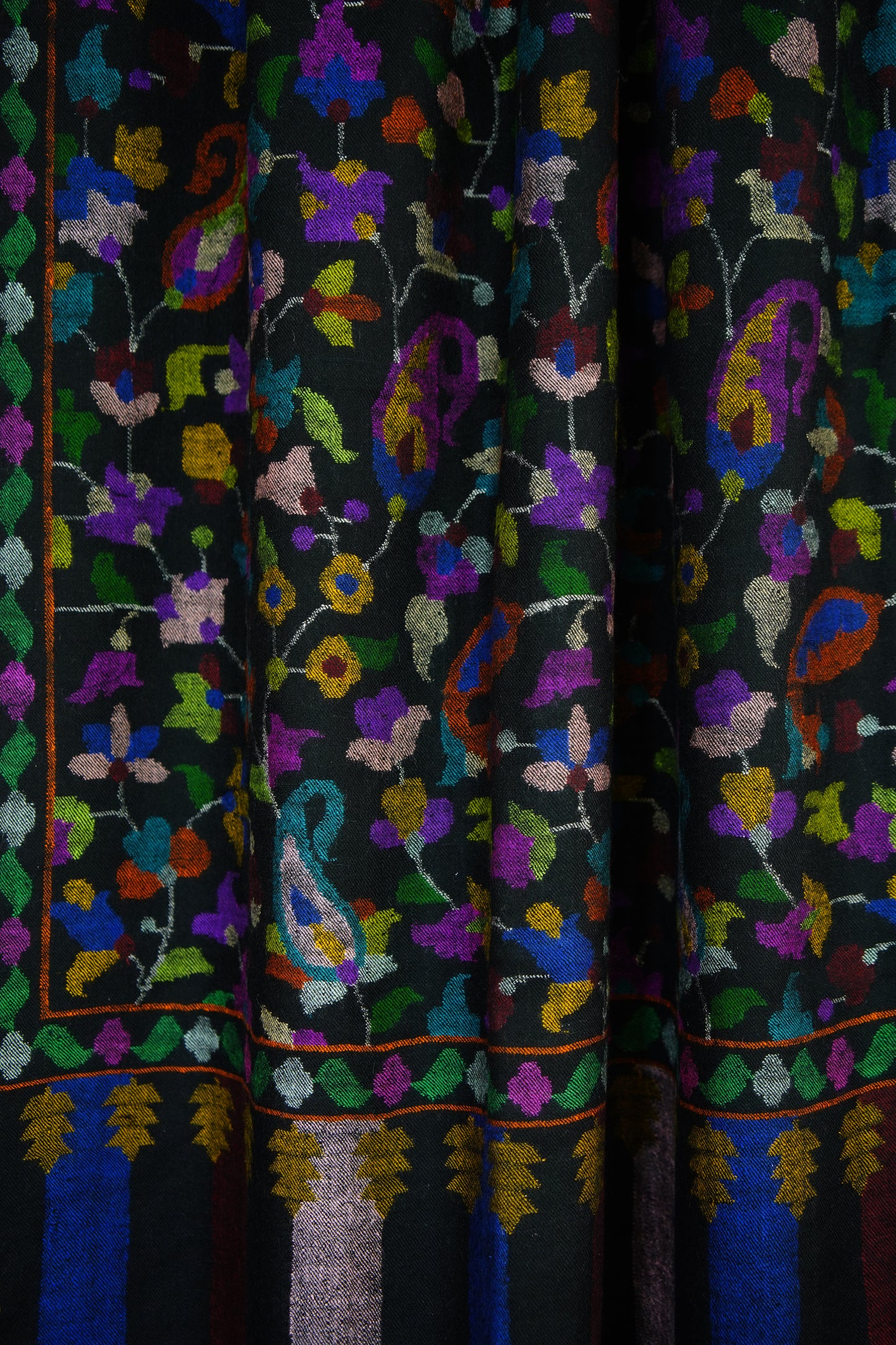 handspun black GI kani jamma pashmina shawl 9719