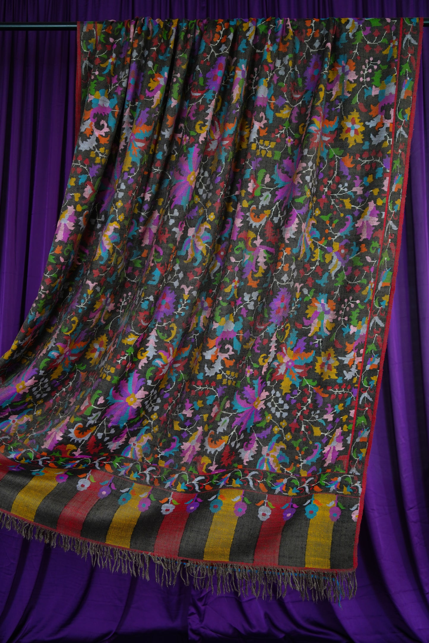 Smokey black XL GI kani jamma pashmina shawl 9720