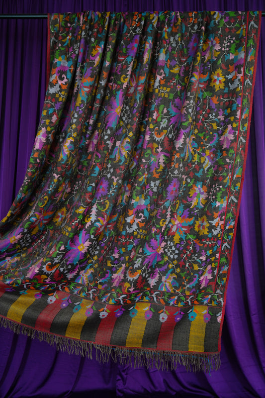 Smokey black XL GI kani jamma pashmina shawl 9720
