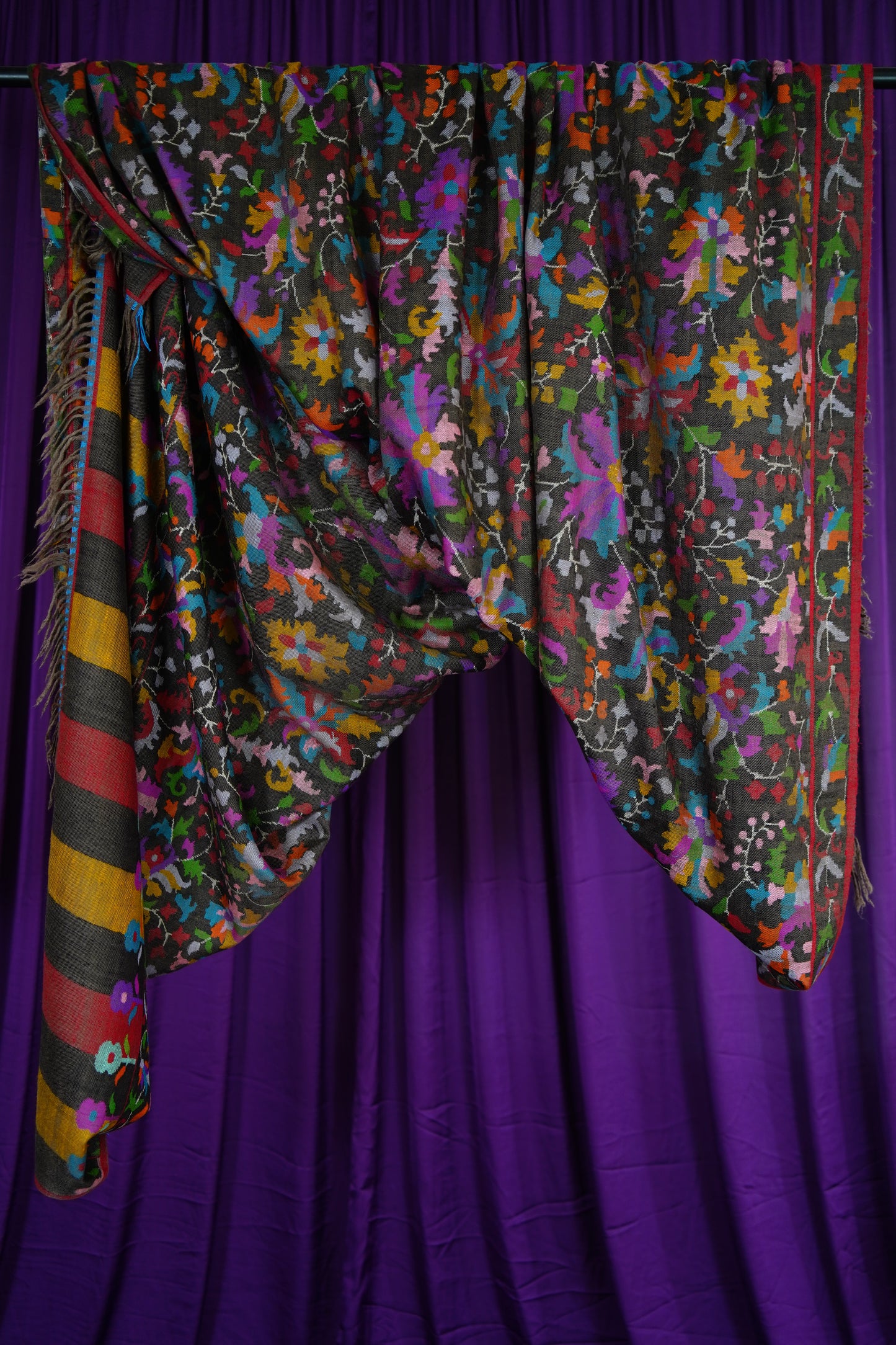 Smokey black XL GI kani jamma pashmina shawl 9720