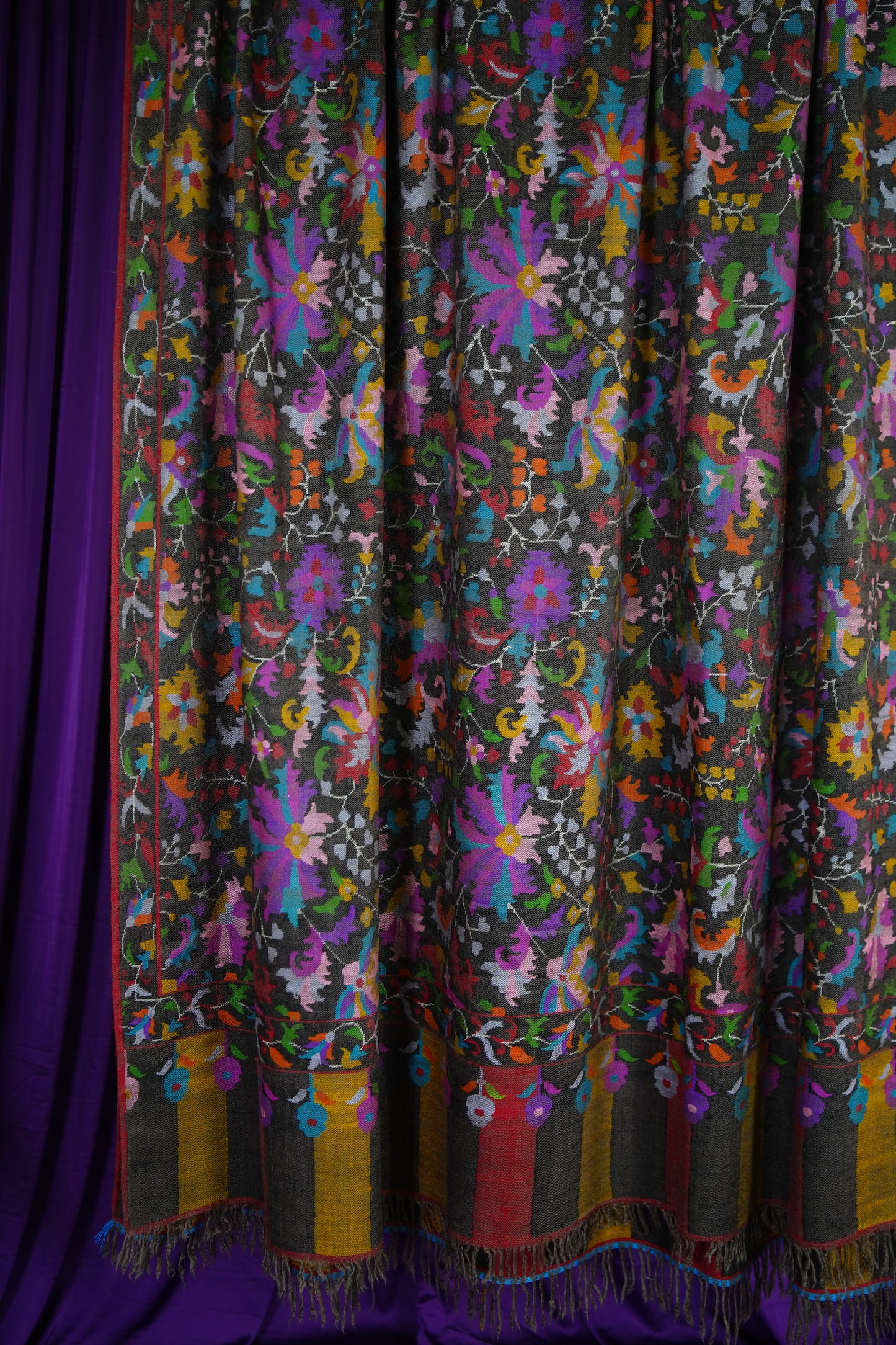 Smokey black XL GI kani jamma pashmina shawl 9720