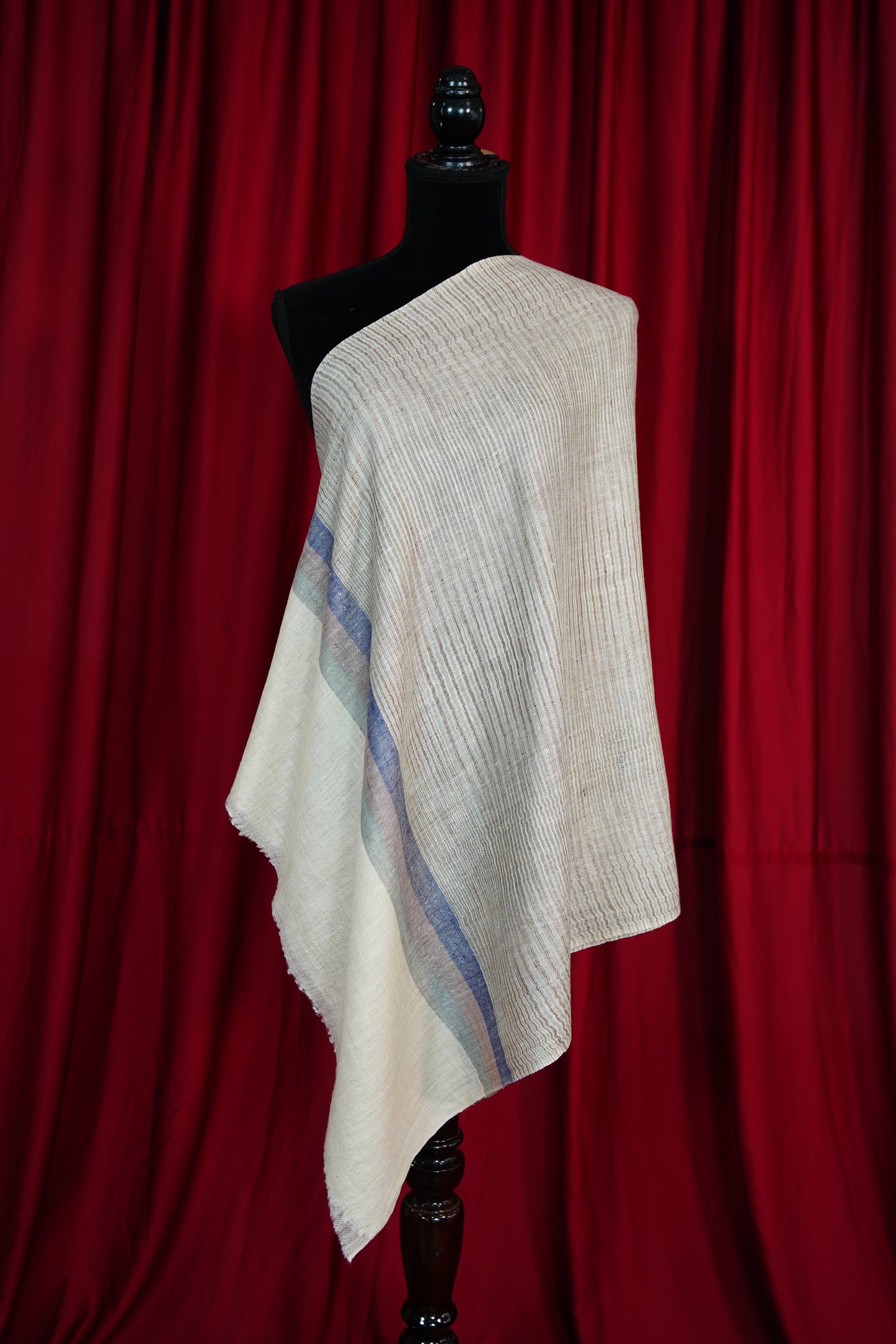 white border striped pashmina stole 9726