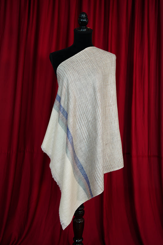white border striped pashmina stole 9726