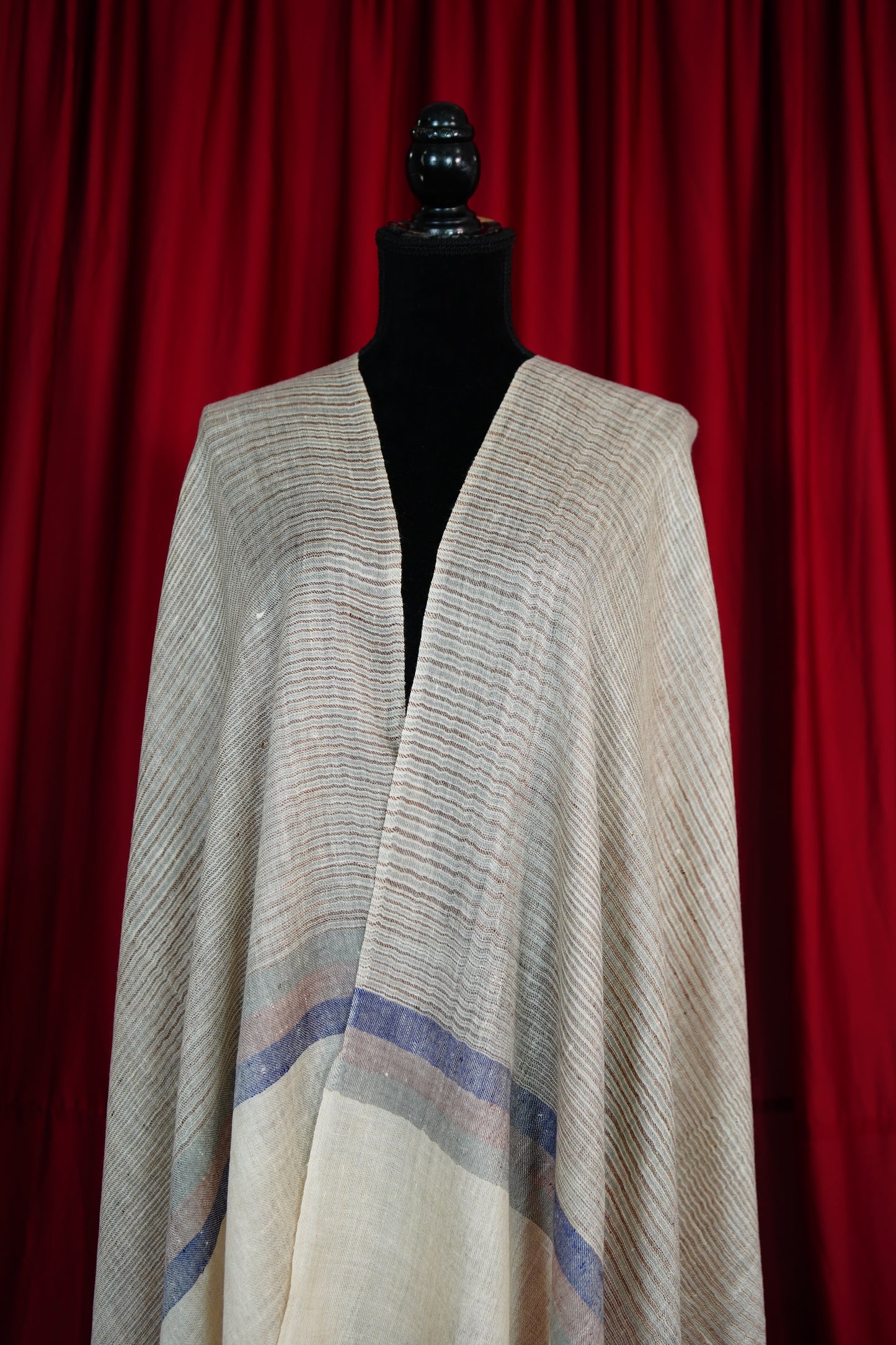 white border striped pashmina stole 9726