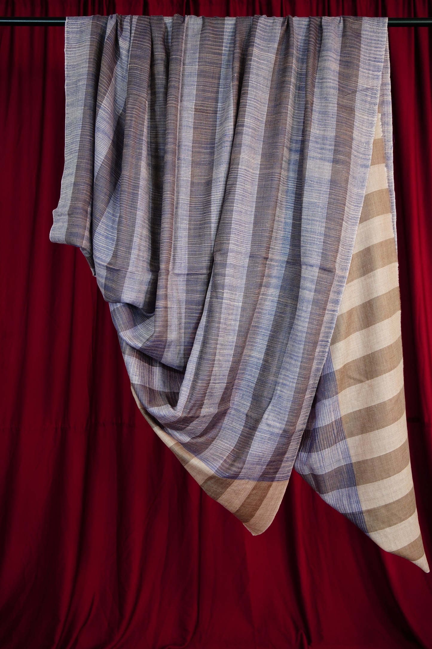 blue striped XL ekat pashmina shawl 9733