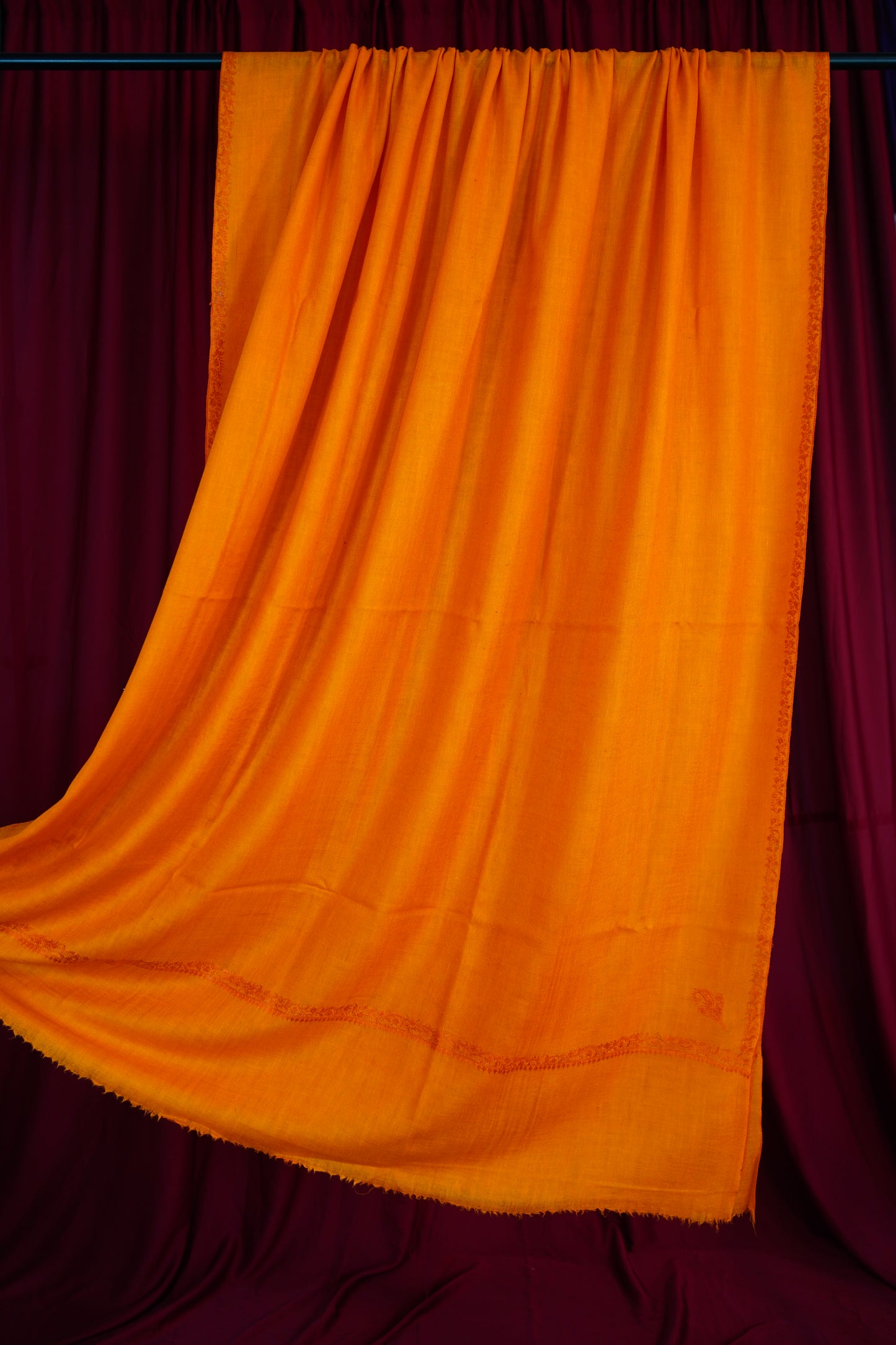 carrot orange XL GI embroidery pashmina shawl 9736