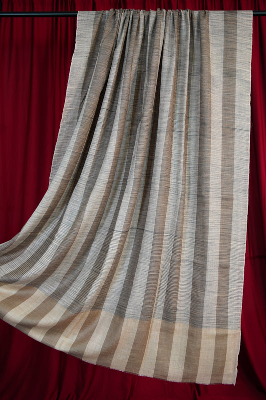 gray and natural striped XL ekat pashmina shawl 9737