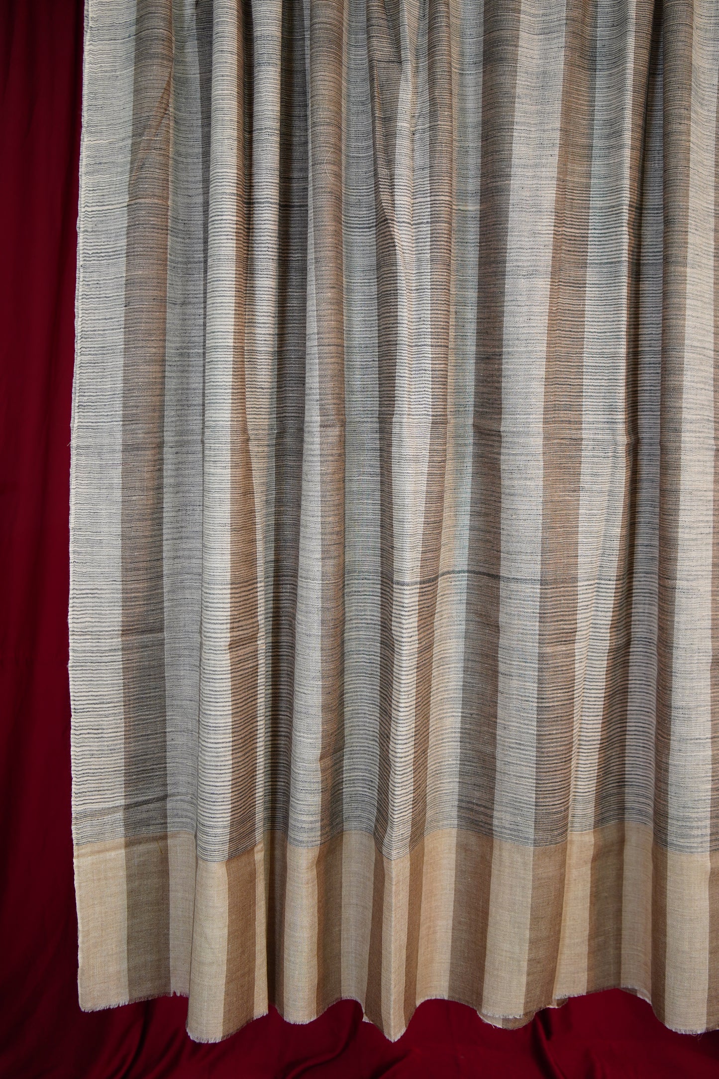 gray and natural striped XL ekat pashmina shawl 9737