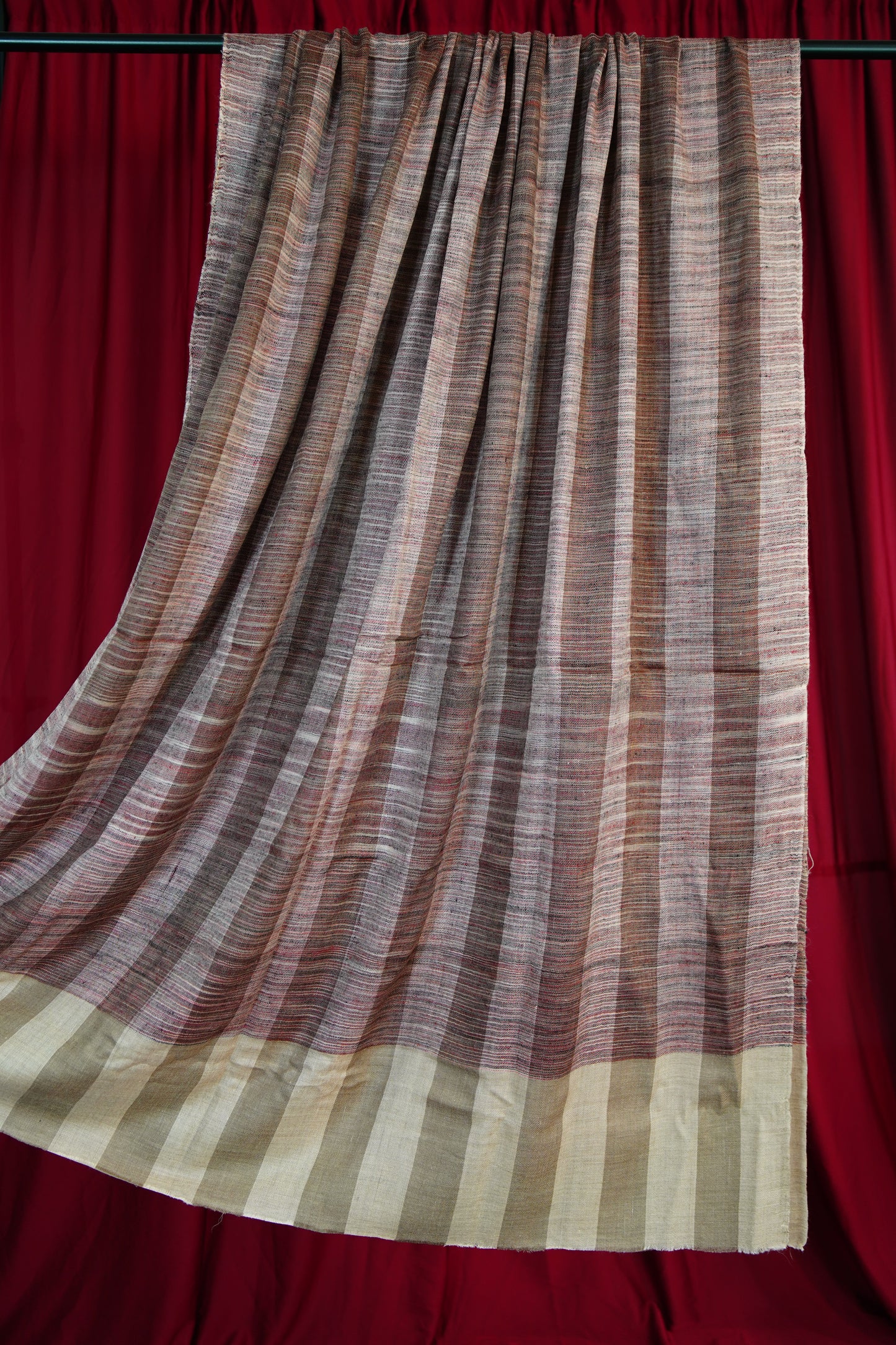 burgundy striped XL ekat pashmina shawl 9738