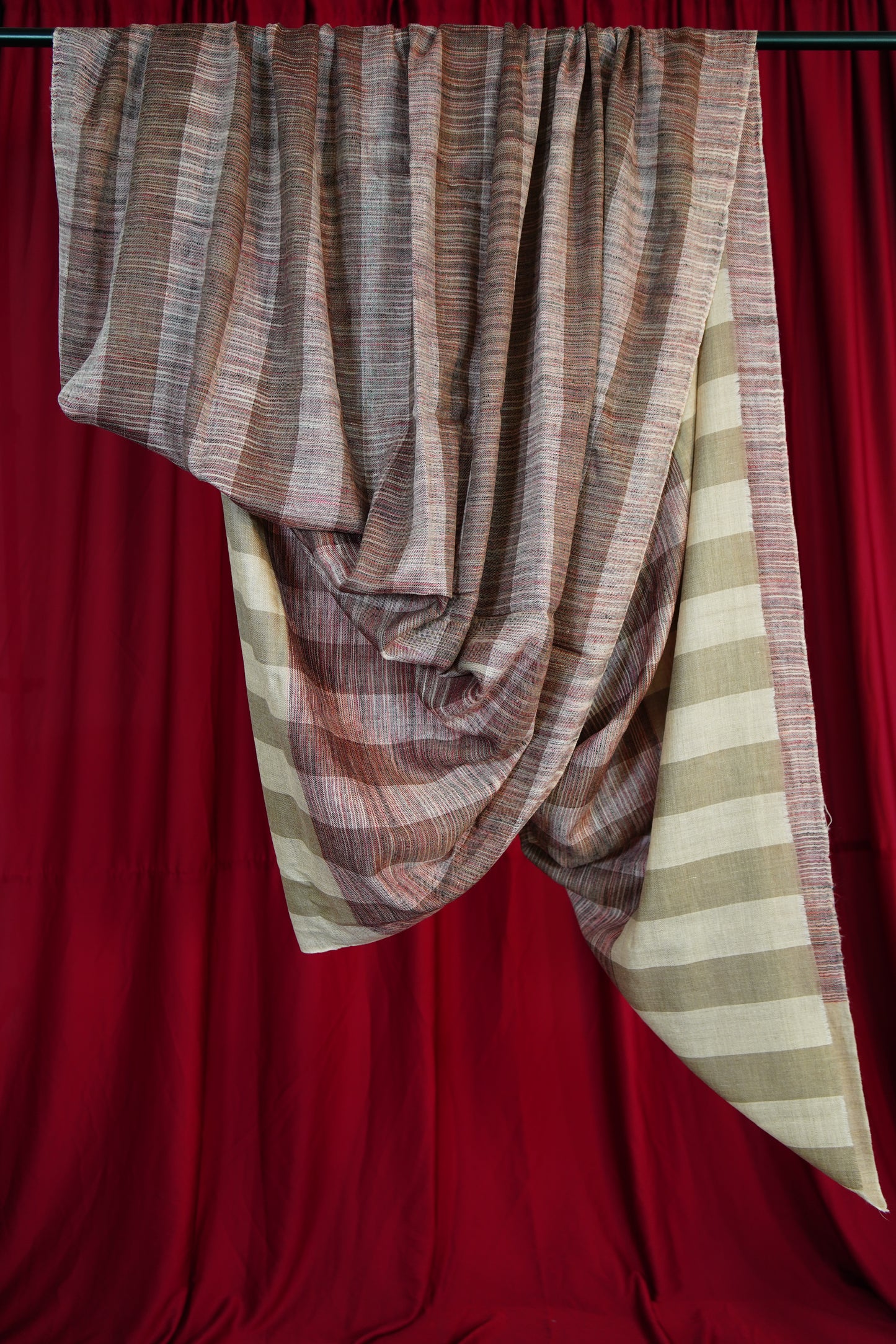 burgundy striped XL ekat pashmina shawl 9738