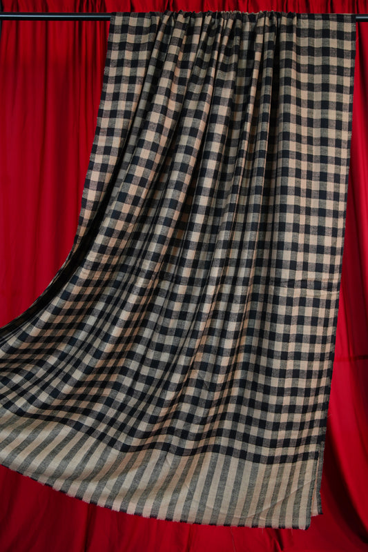 natural and black checked pashmina shawl 9739