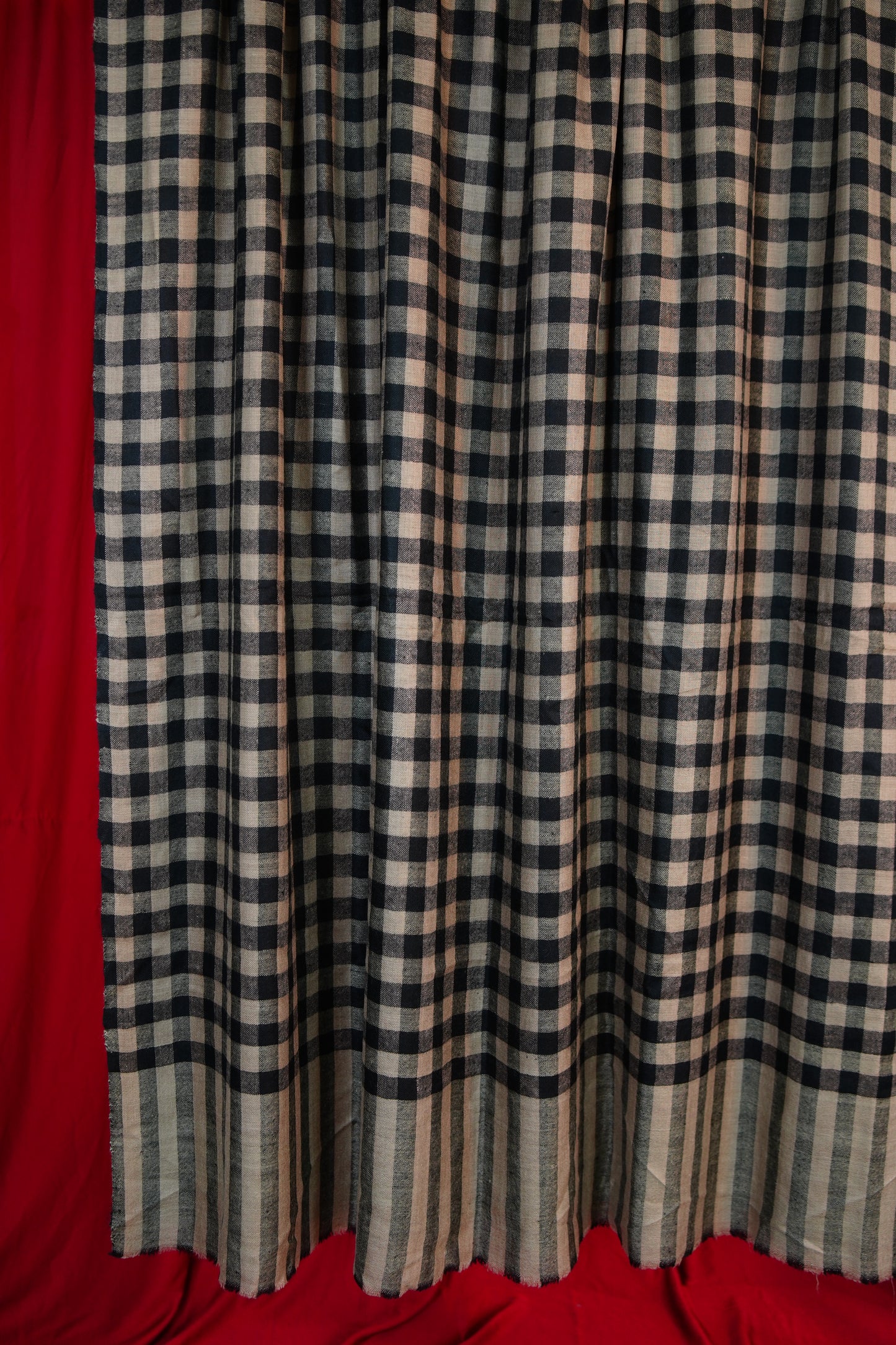 natural and black checked pashmina shawl 9739