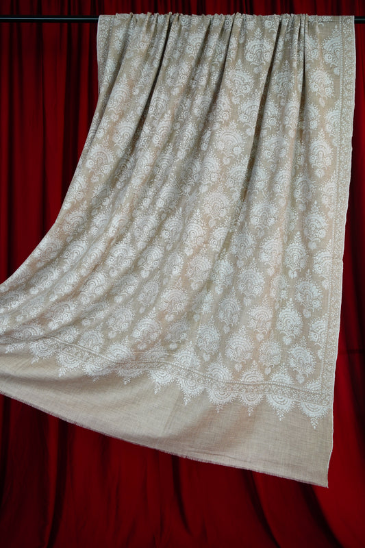light natural XL GI butis jamma embroidery pashmina shawl 9743