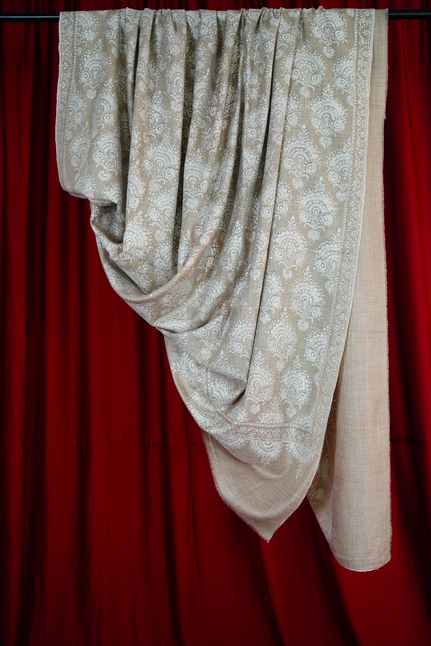 light natural XL GI butis jamma embroidery pashmina shawl 9743