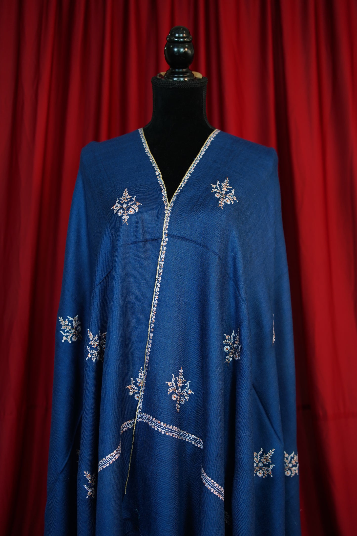 blue butis GI embroidery pashmina shawl 9747