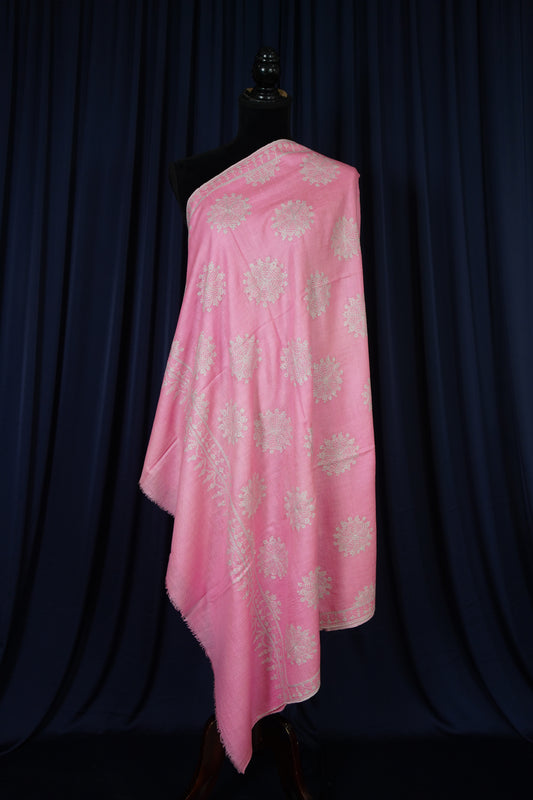 lavender pink GI butis jamma embroidery pashmina shawl 9750