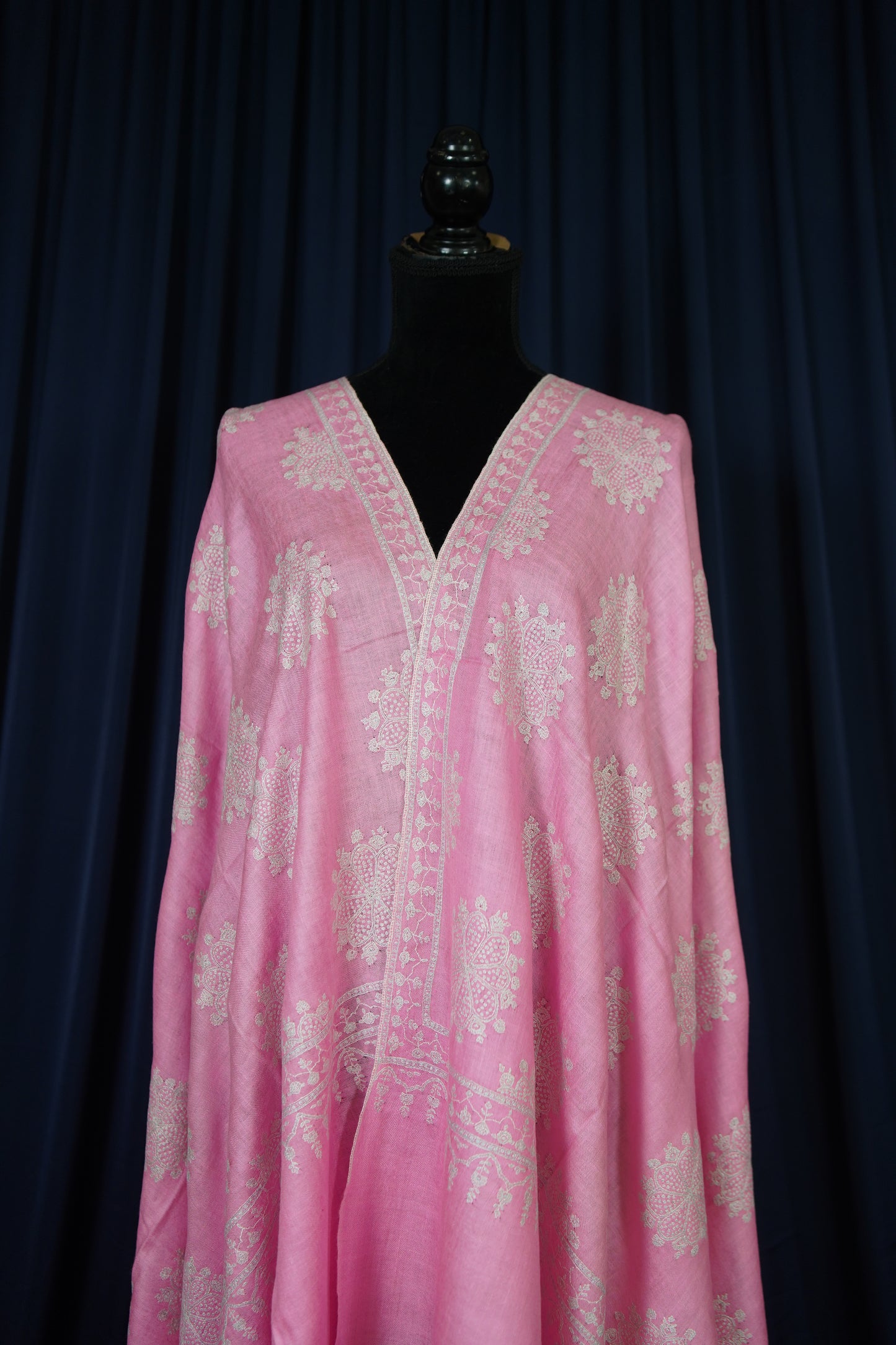 lavender pink GI butis jamma embroidery pashmina shawl 9750