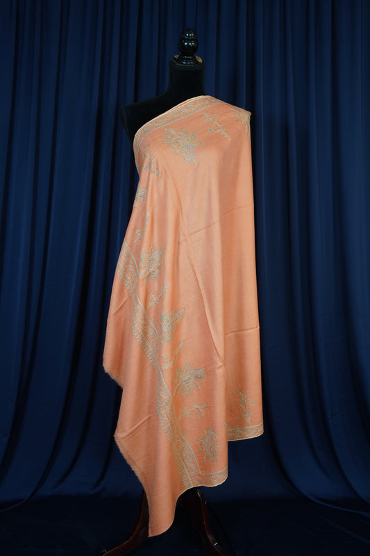 apricot GI embroidery pashmina shawl 9752
