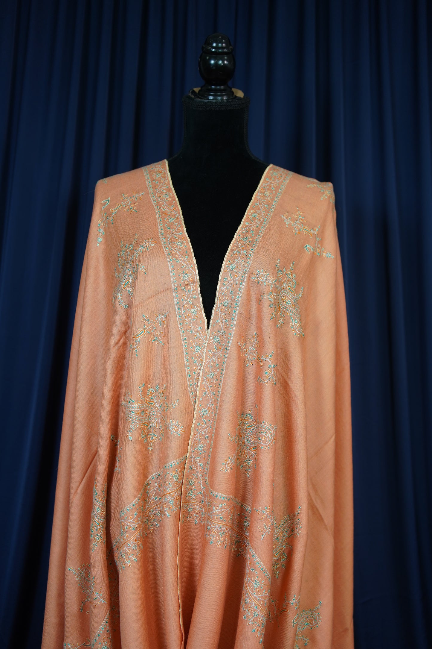 apricot GI embroidery pashmina shawl 9752