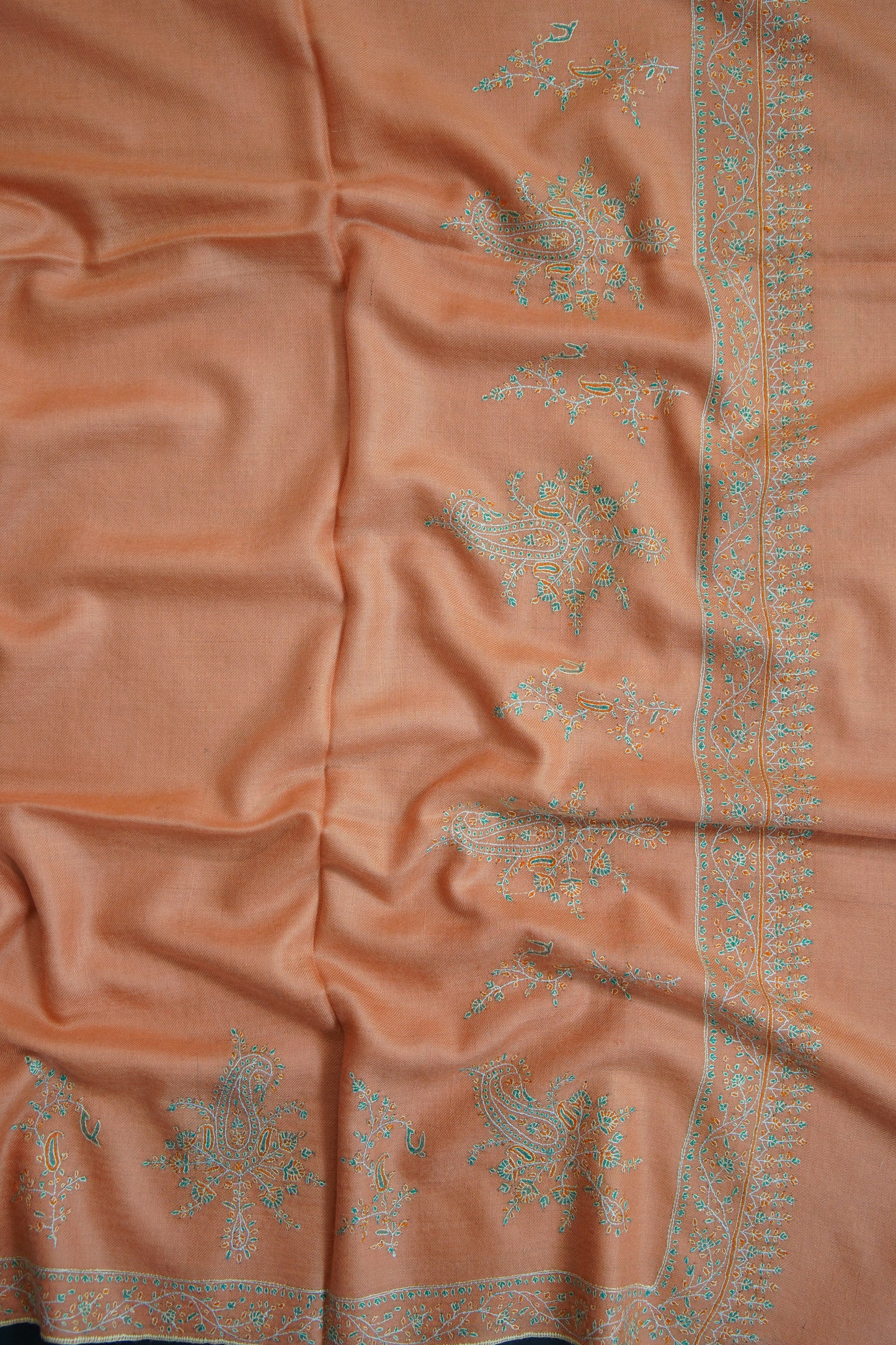 apricot GI embroidery pashmina shawl 9752