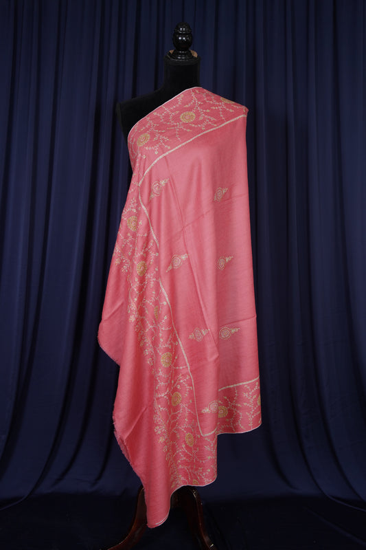 punch pink GI butis embroidery pashmina shawl 9753