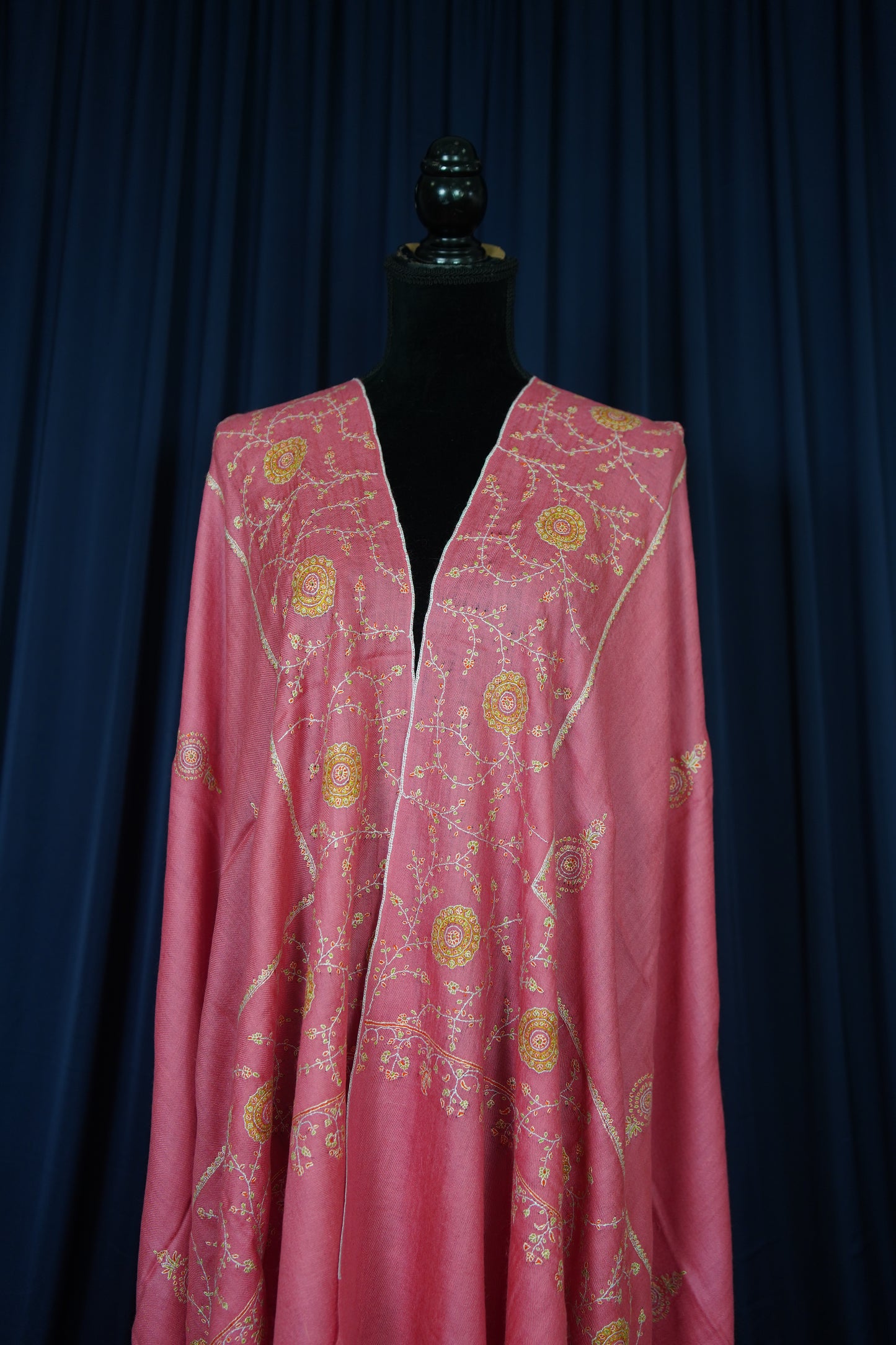 punch pink GI butis embroidery pashmina shawl 9753