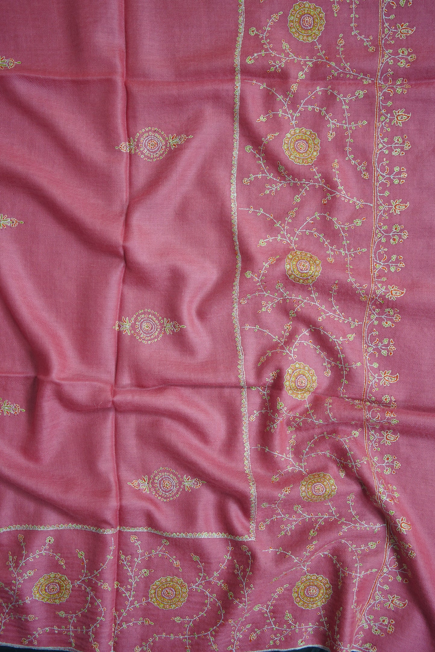 punch pink GI butis embroidery pashmina shawl 9753