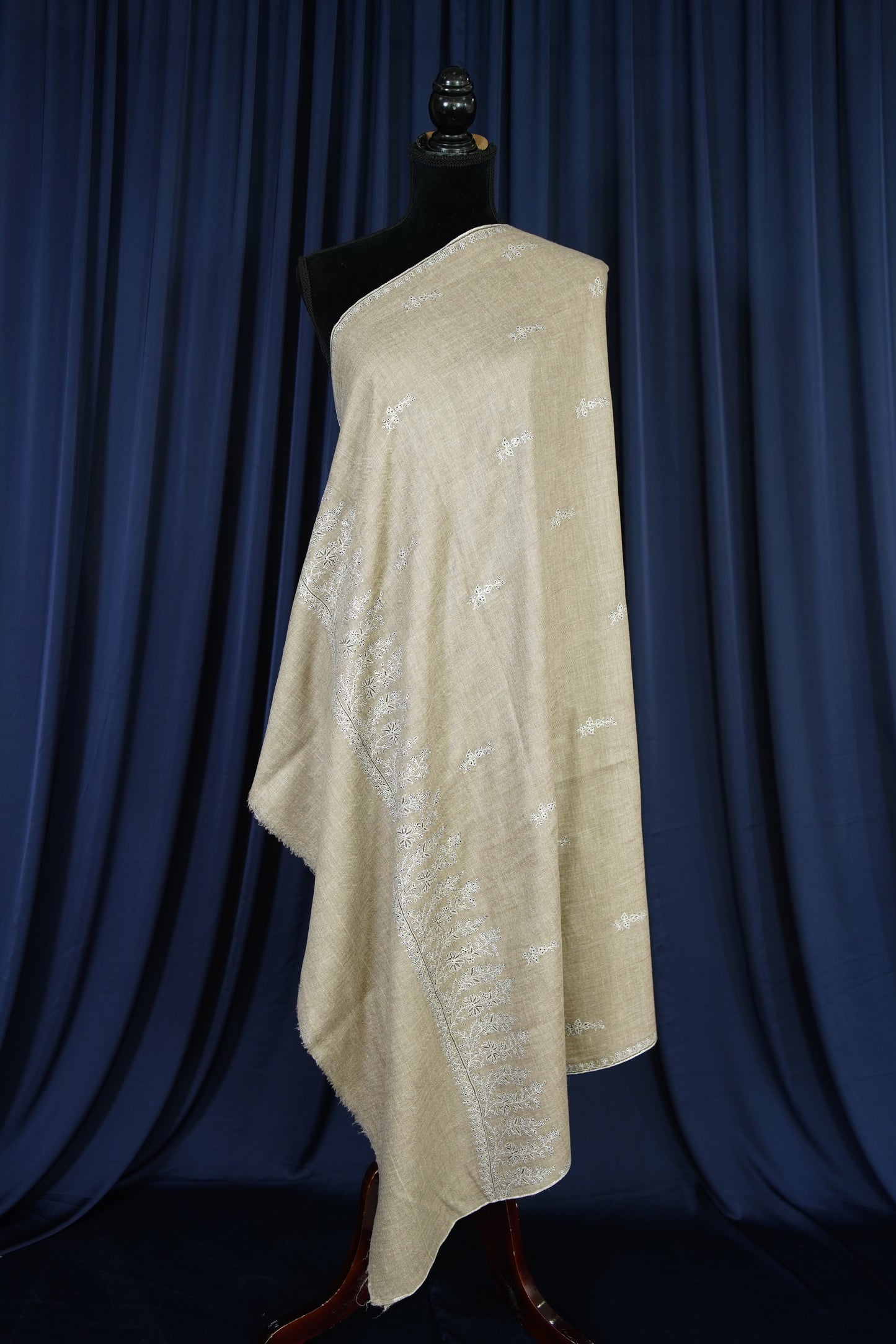 light natural GI embroidery pashmina shawl 9755