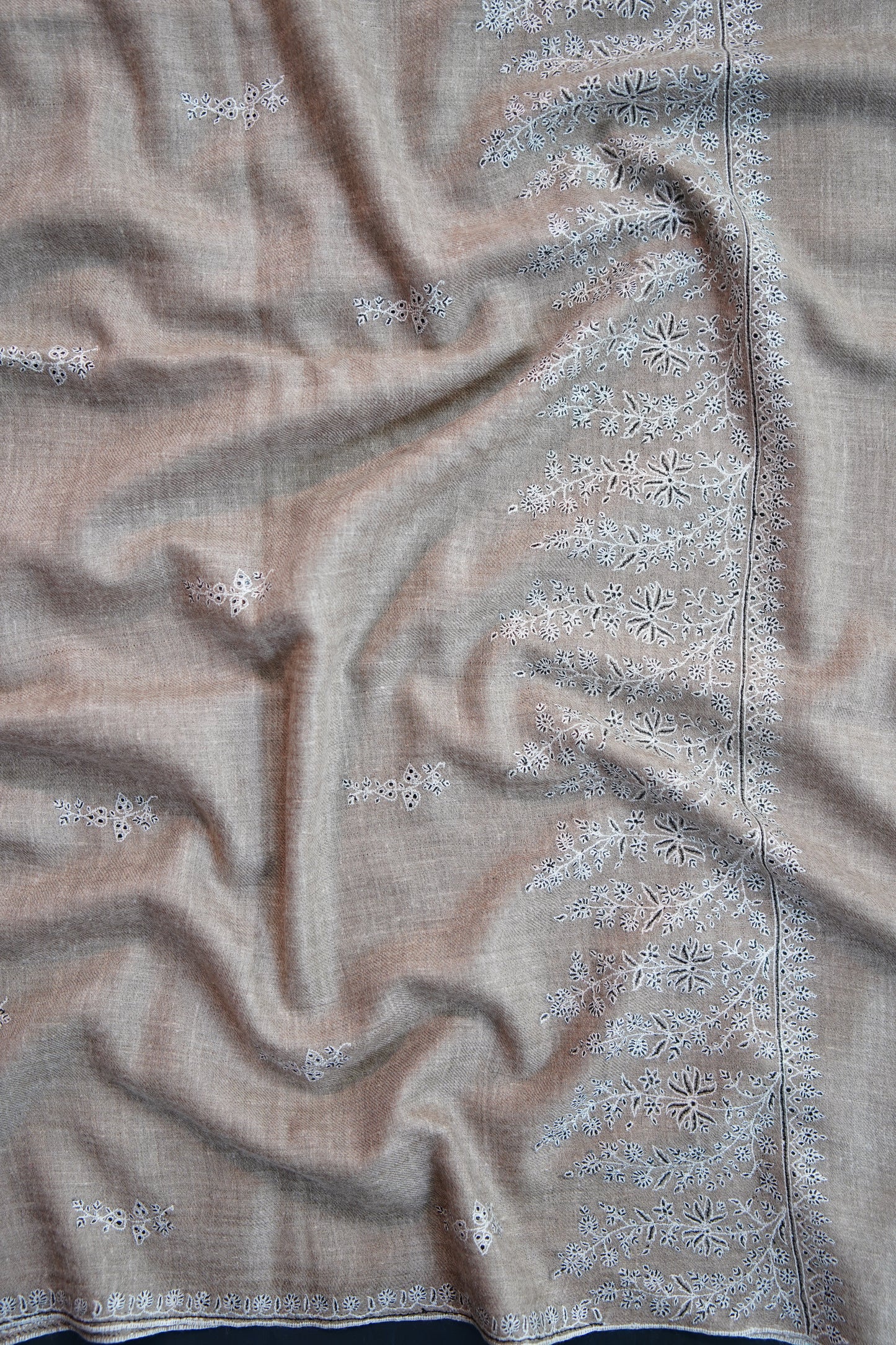 light natural GI embroidery pashmina shawl 9755