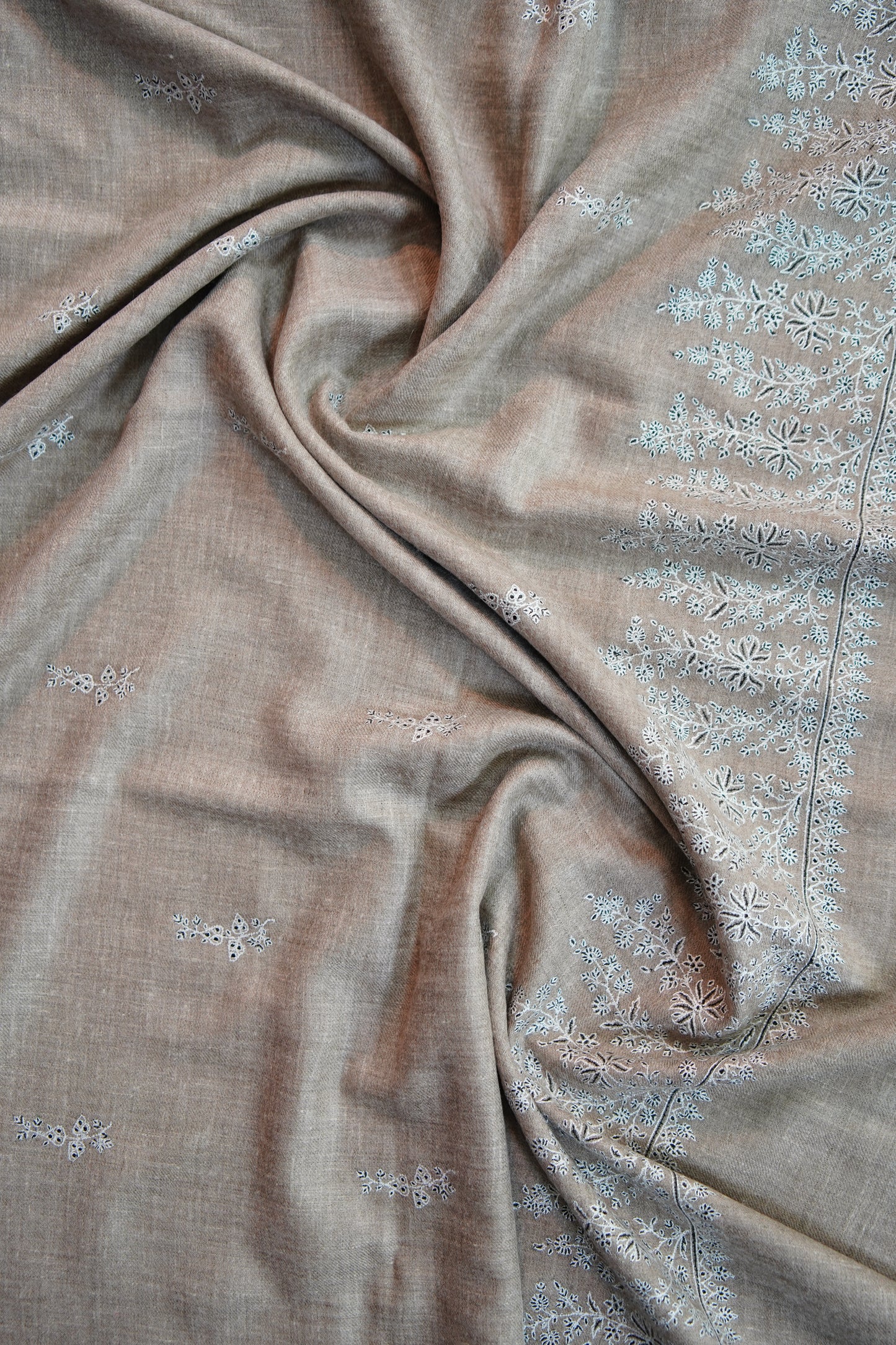light natural GI embroidery pashmina shawl 9755
