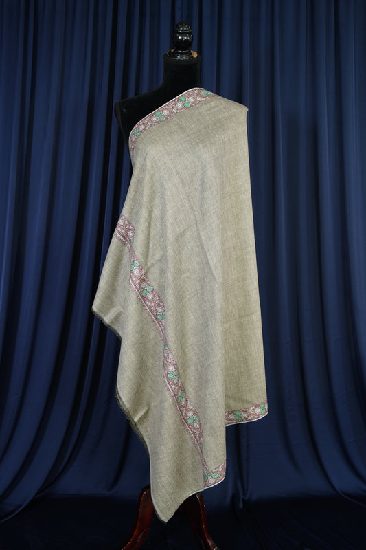 silver gray embroidery pashmina shawl 9756