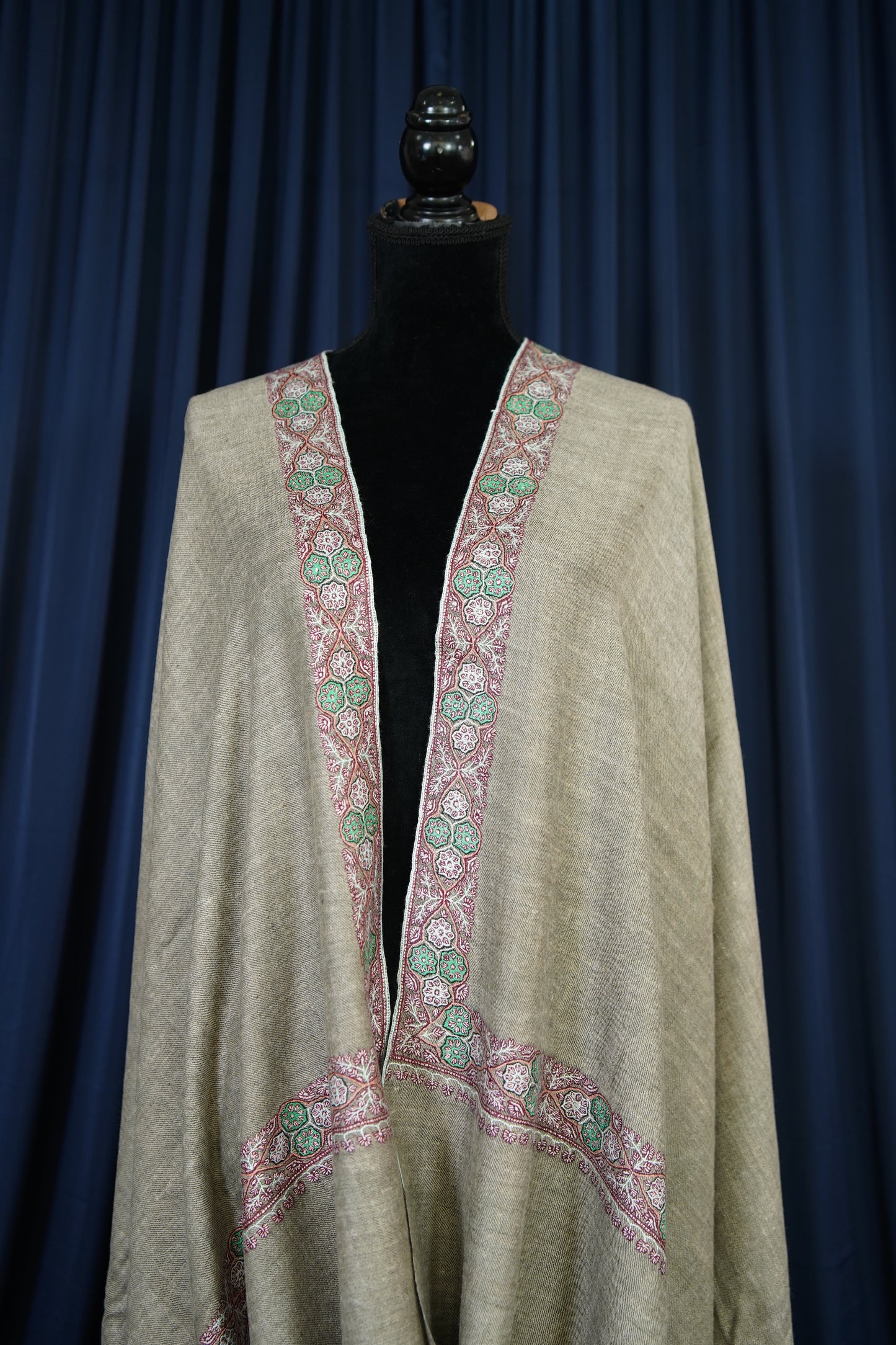 silver gray embroidery pashmina shawl 9756