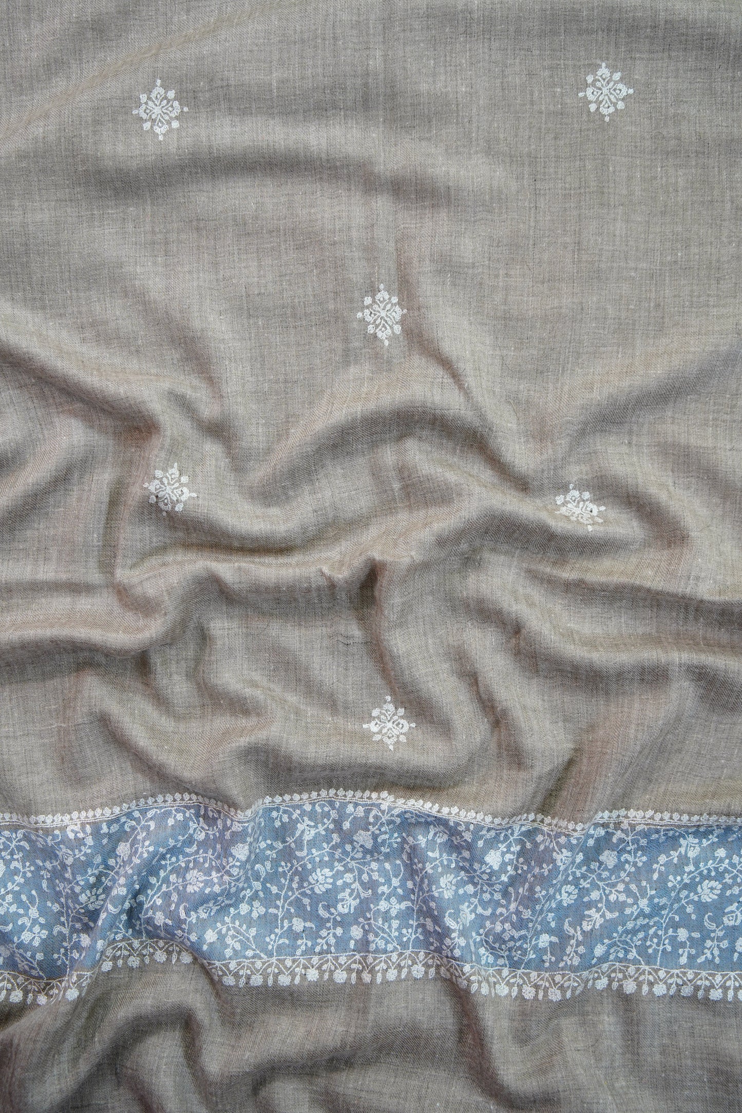 light natural GI butis embroidery pashmina stole 9767