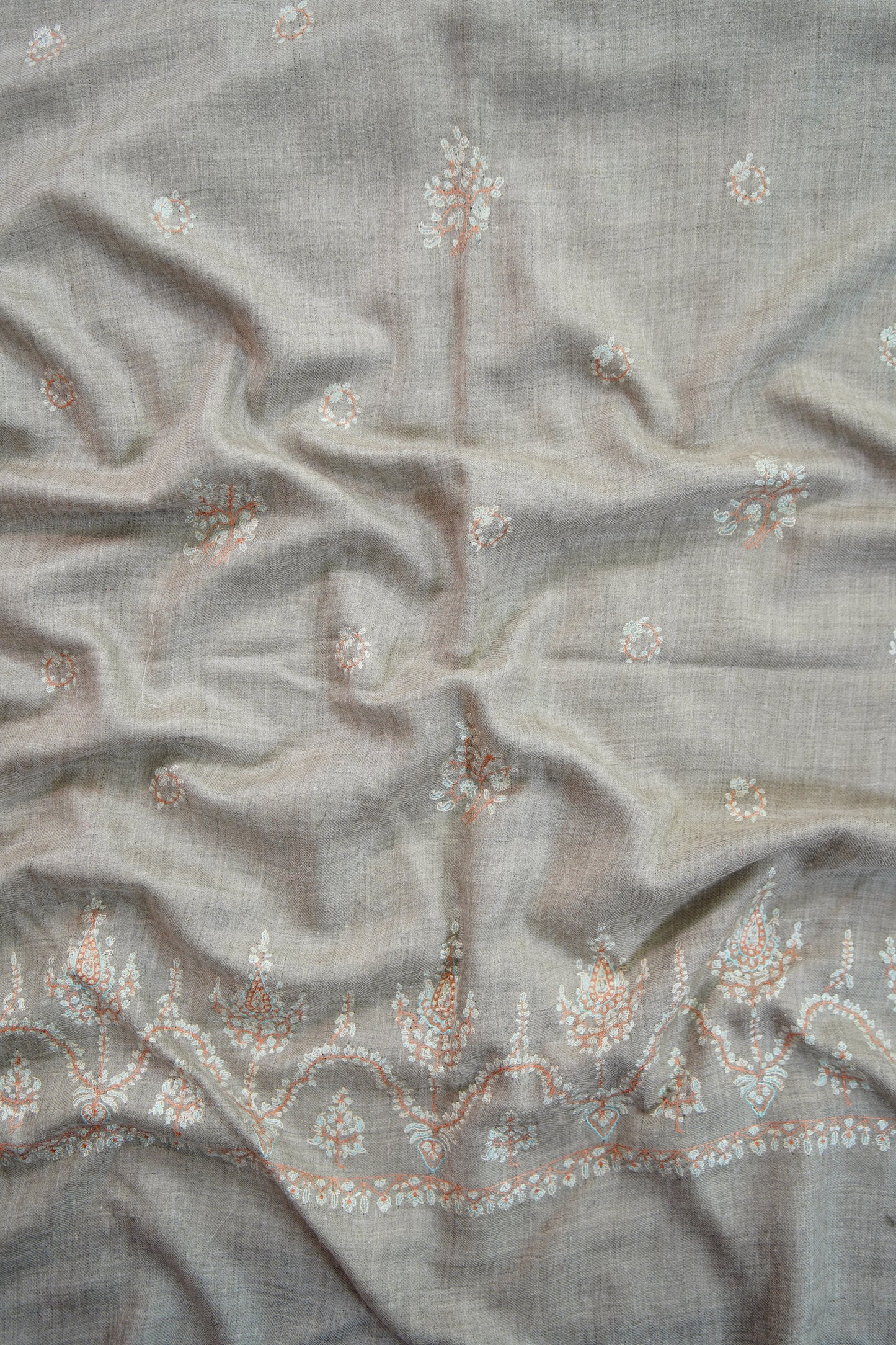 light natural GI embroidery pashmina stole 9768