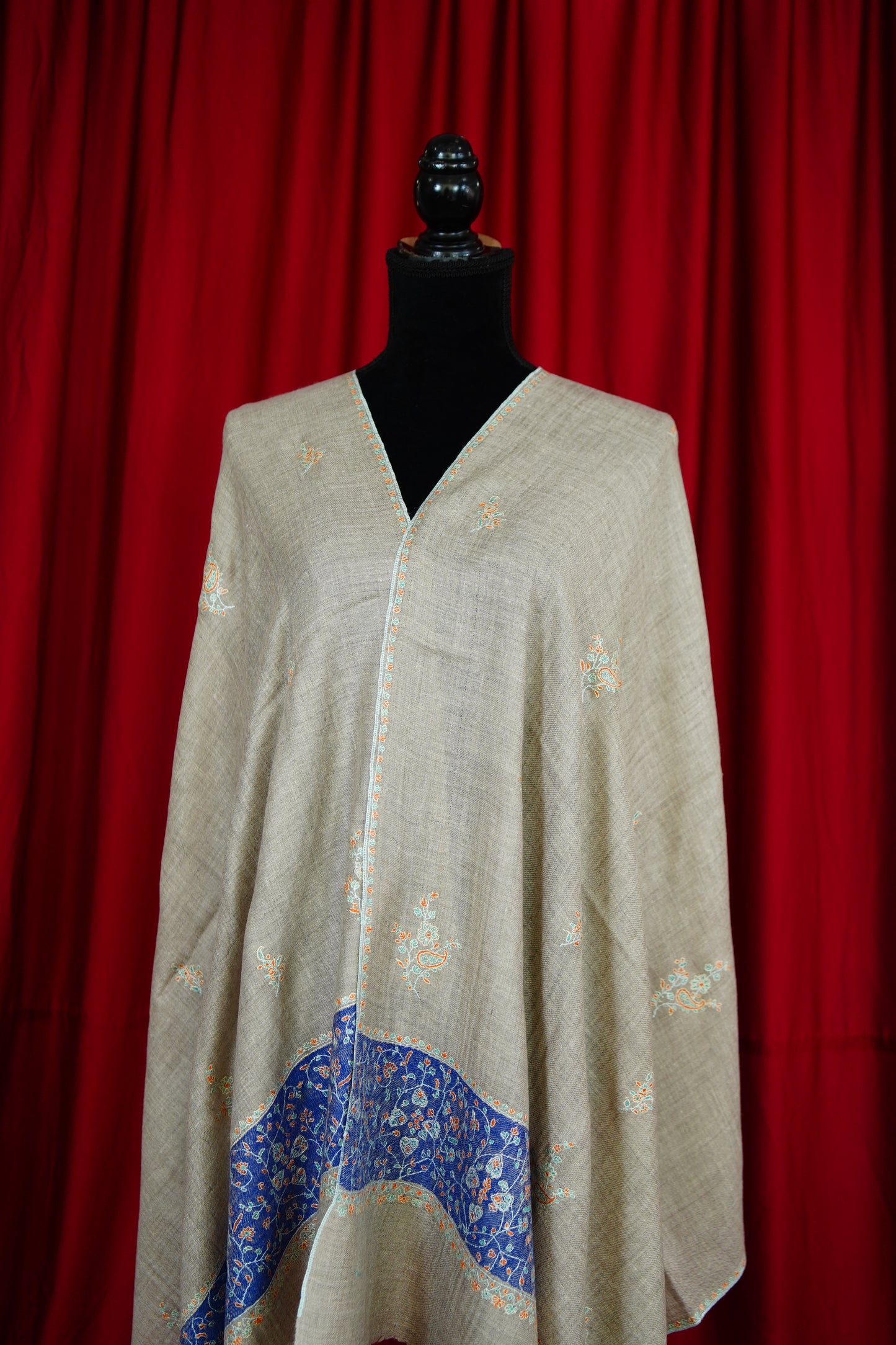 natural GI butis embroidery pashmina stole 9769