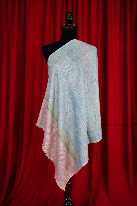 multi-coloured striped pure pashmina stole 9770