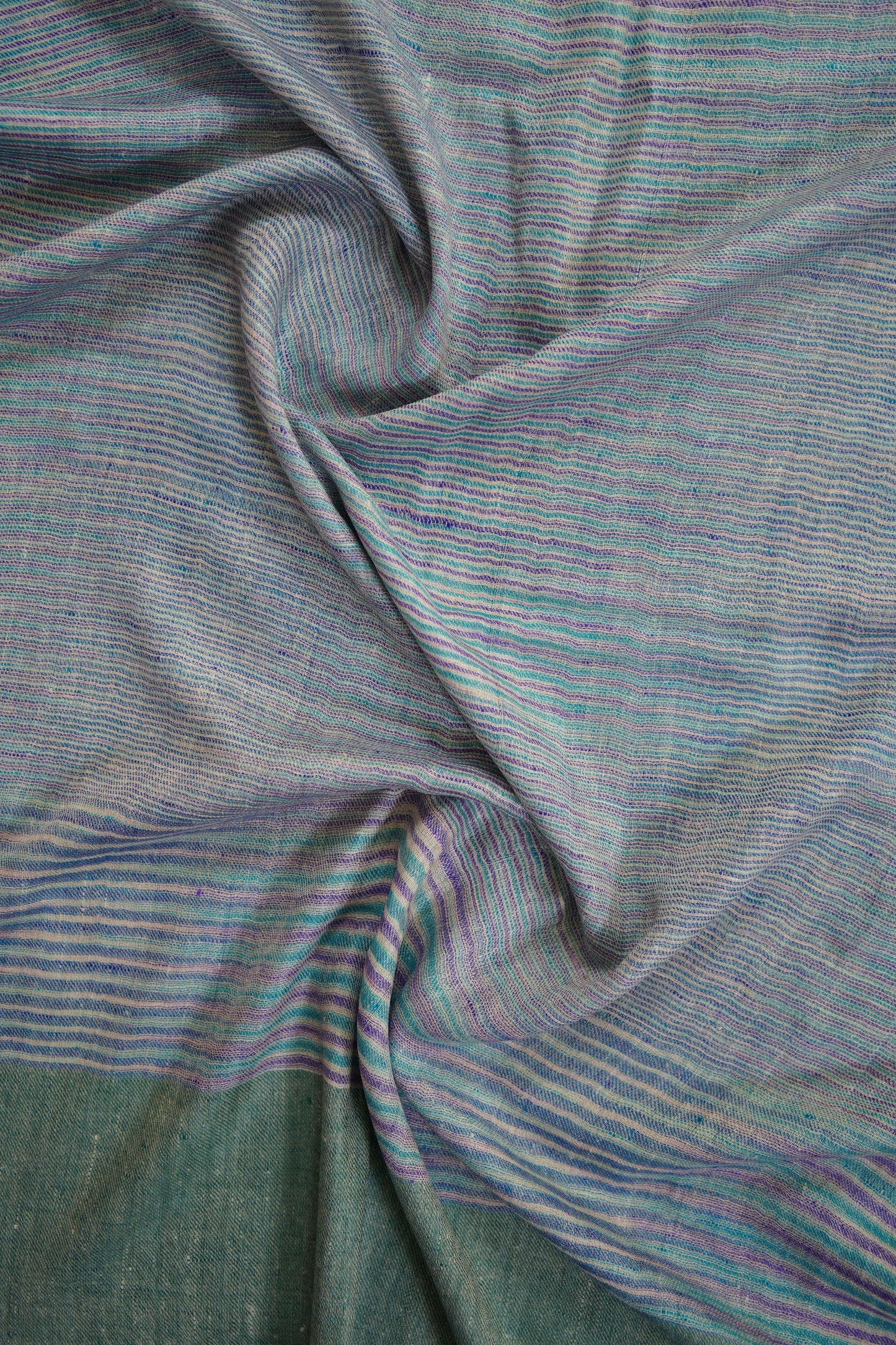 blue and green striped pure pashmina stole 9771