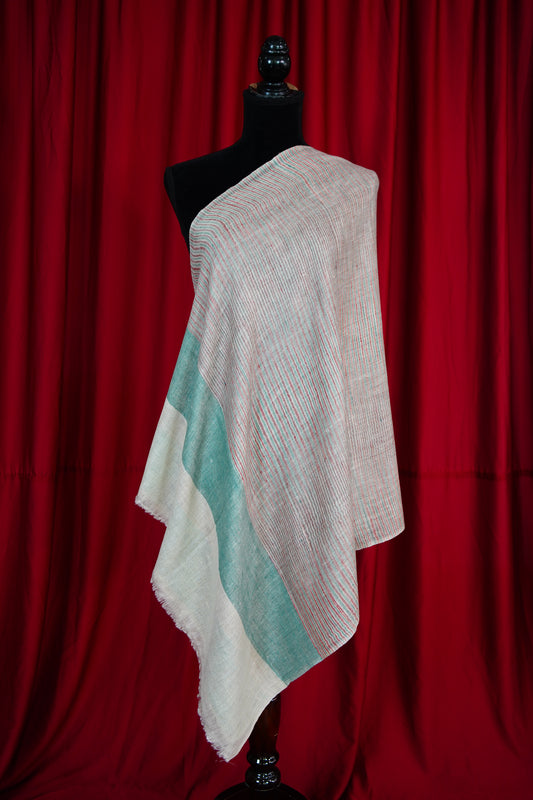 multi-coloured striped pure pashmina stole 9772