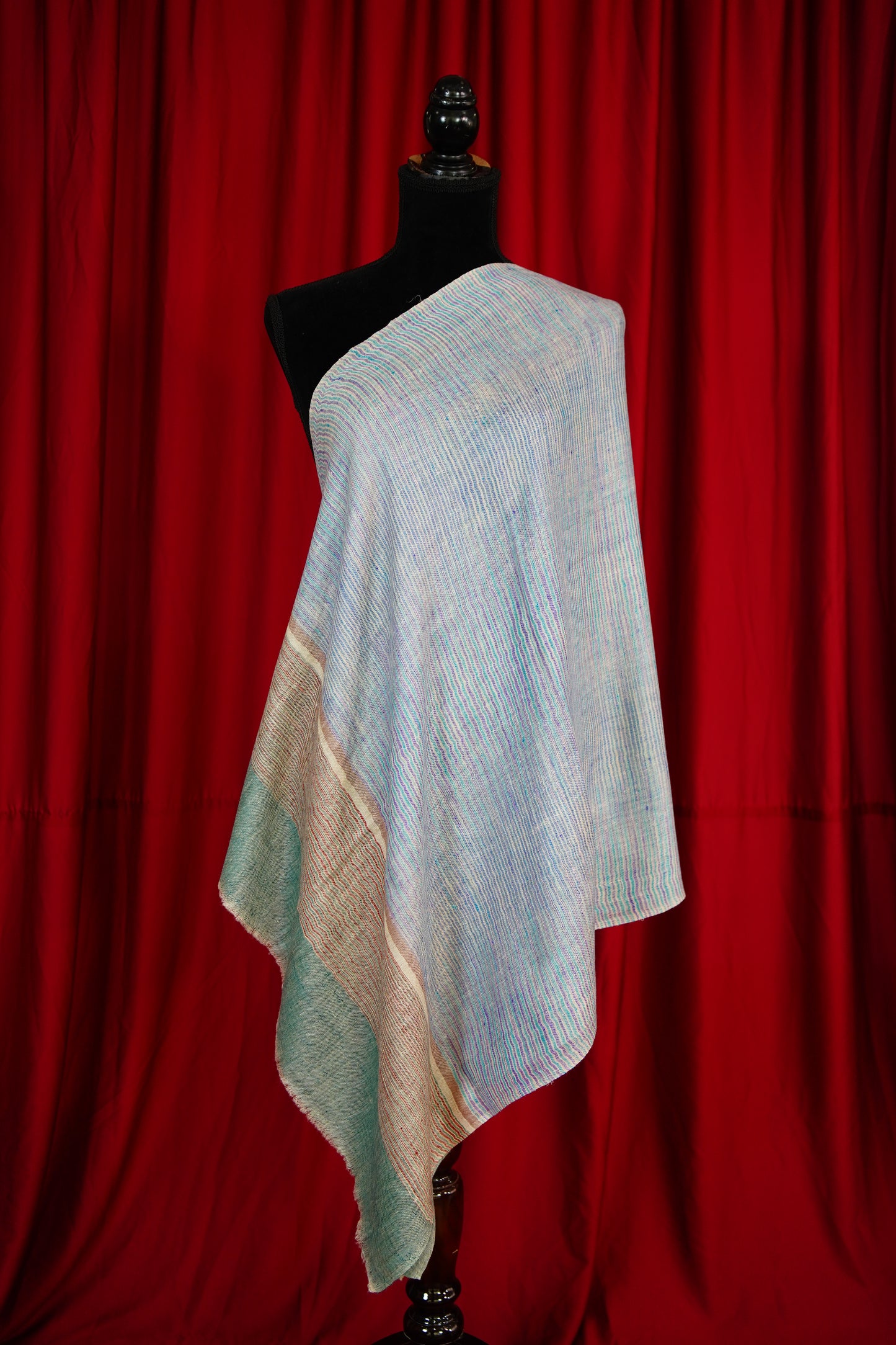 multi-coloured striped pure pashmina stole 9773