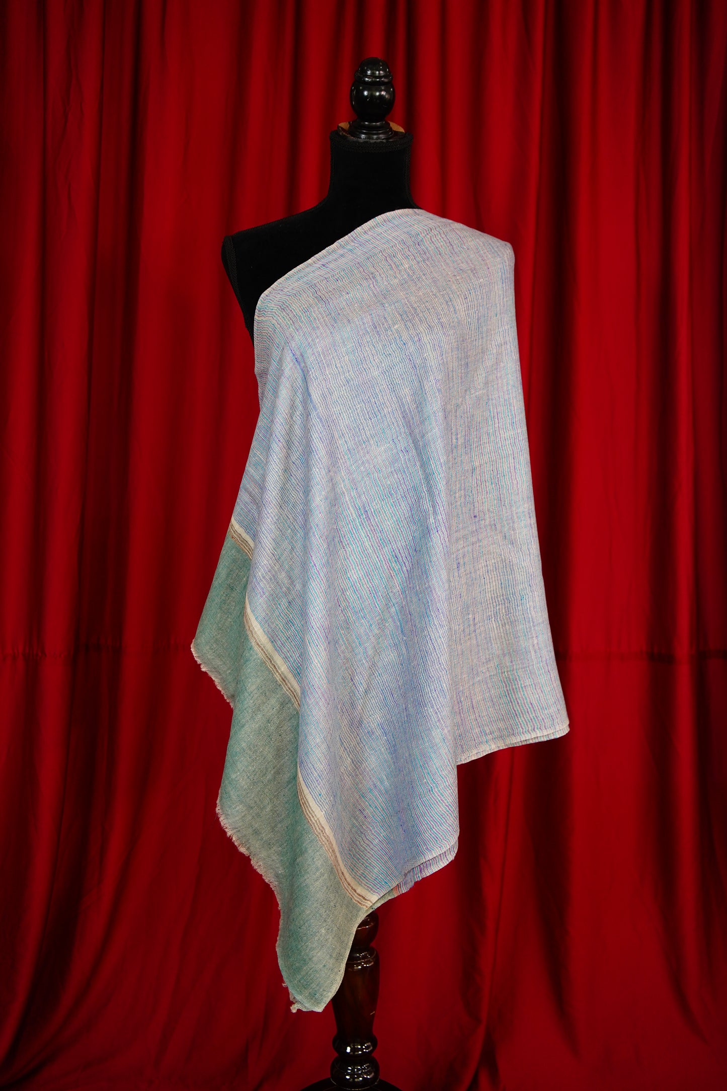 multi-coloured striped pure pashmina stole 9776